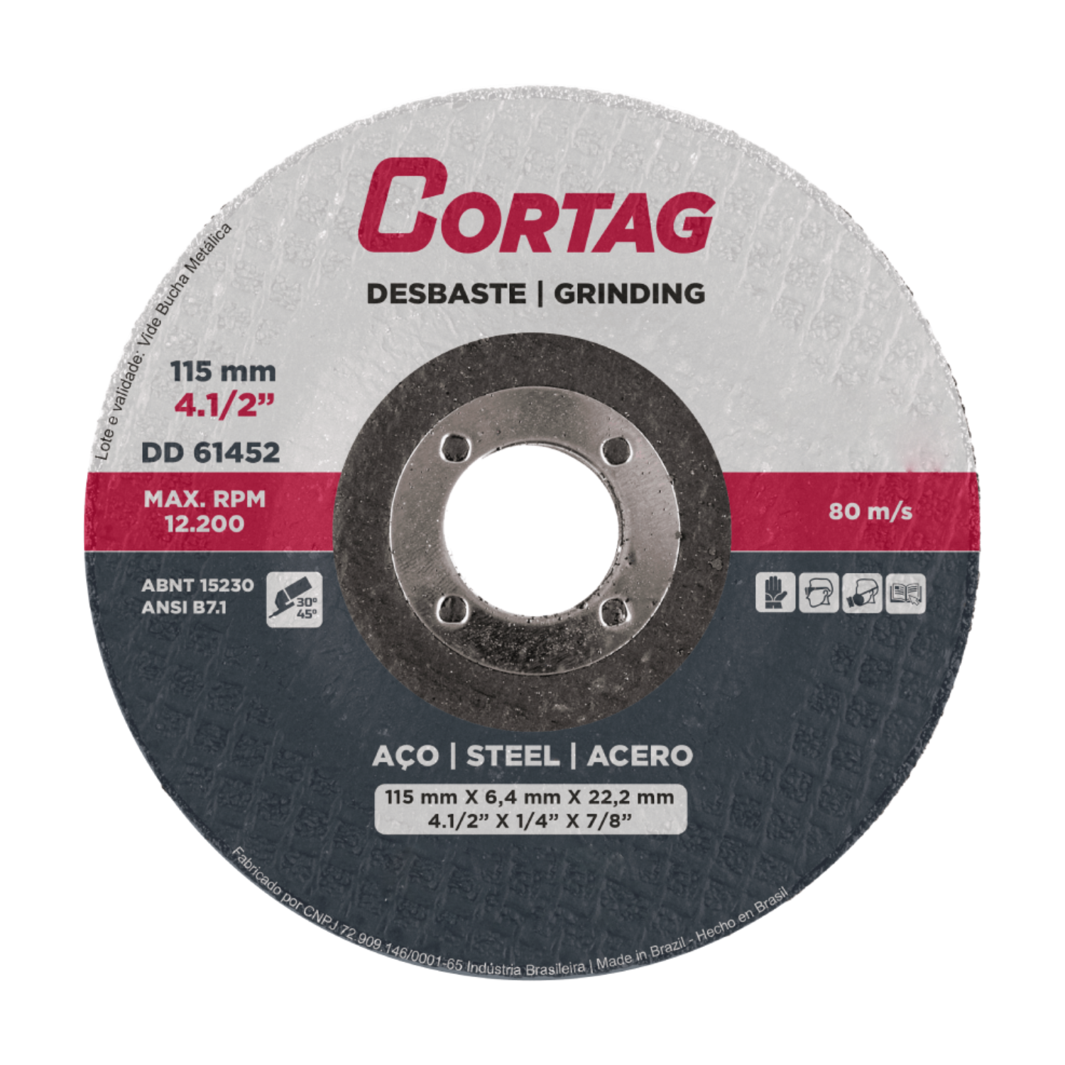 Disco Abrasivo de Desbaste p/ Metal 4.1/2 x 7/8 62028 Cortag