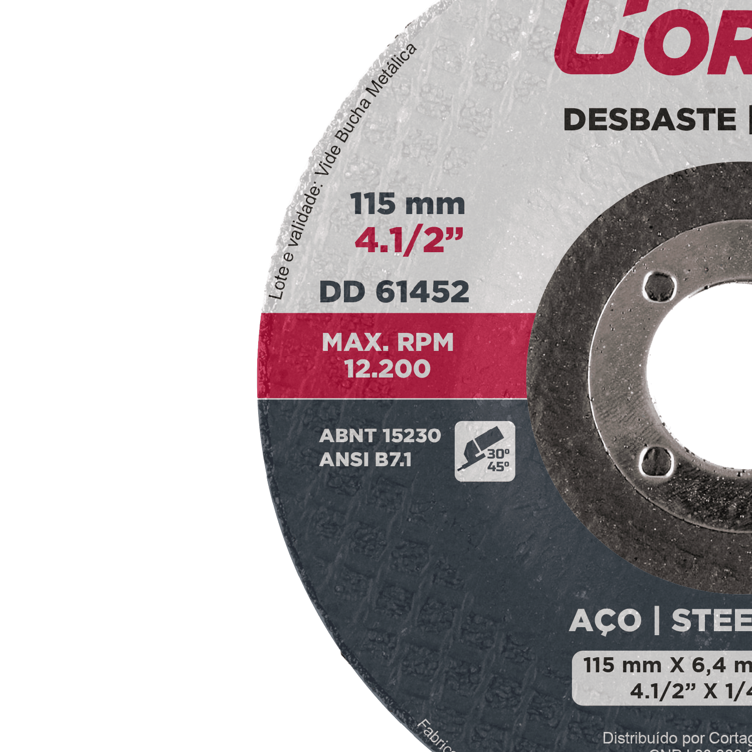 Disco Abrasivo de Desbaste p/ Metal 4.1/2 x 7/8 62028 Cortag