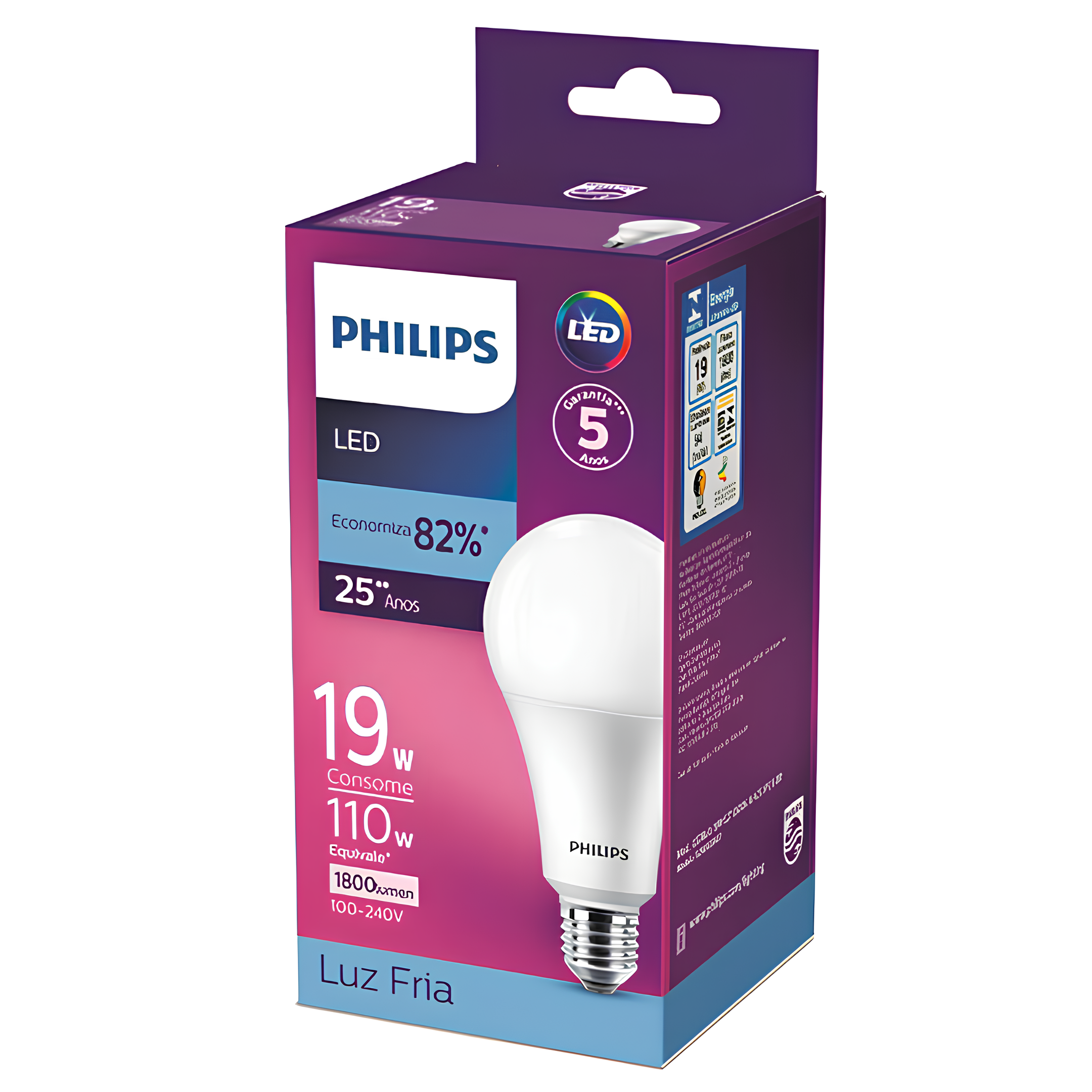 Lampada Led Bulbo 19W 6500K 1800Lm 150° Bivolt E27 Philips