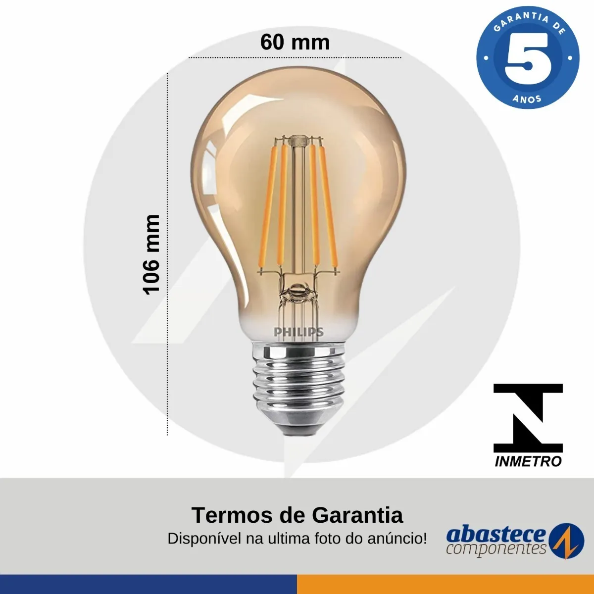 Lâmpada Retrô Filamento Led 4w A60 400lm Bivolt Philips