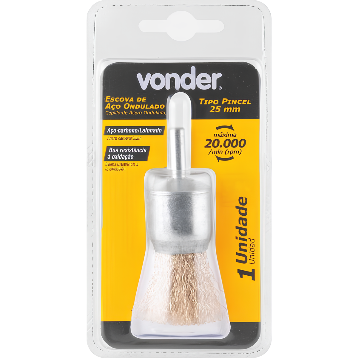 Escova Aço Ondulado Pincel 25mm Furadeira Vonder