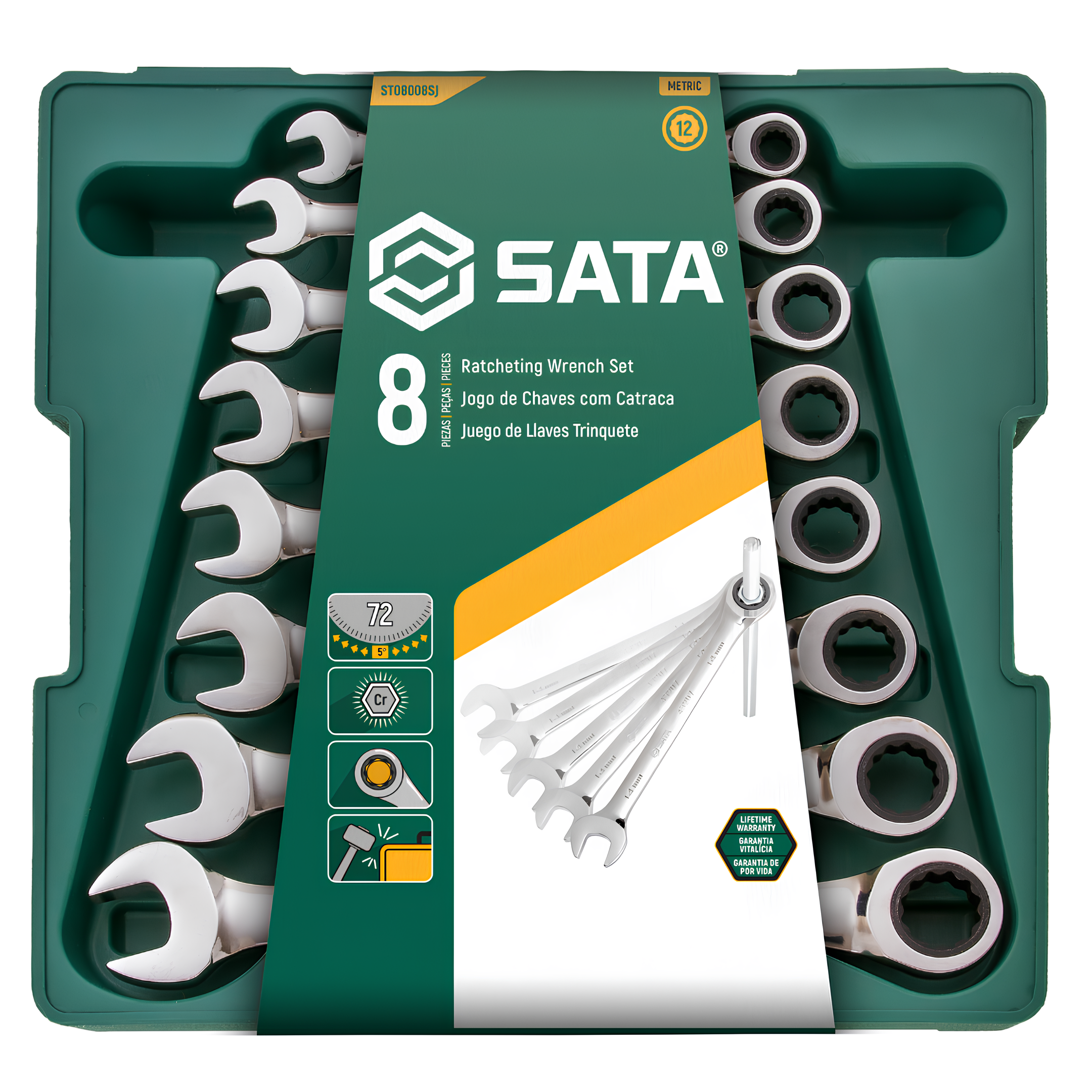 Jogo De Chaves Combinada Com Catraca 8 A 19Mm Com 8 Peças ST08008SJ Sata