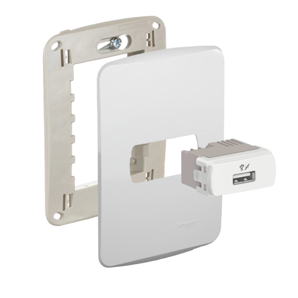 Conjunto Tomada Modulo Usb Carregador 4X2 Br Miluz Schneider