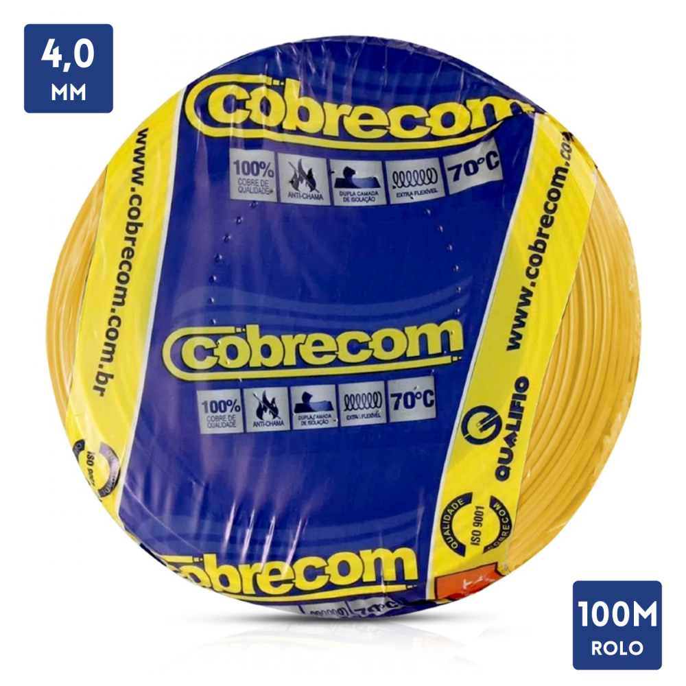 Cabo Flexível 750V 4,00mm 100 metros Cobrecom
