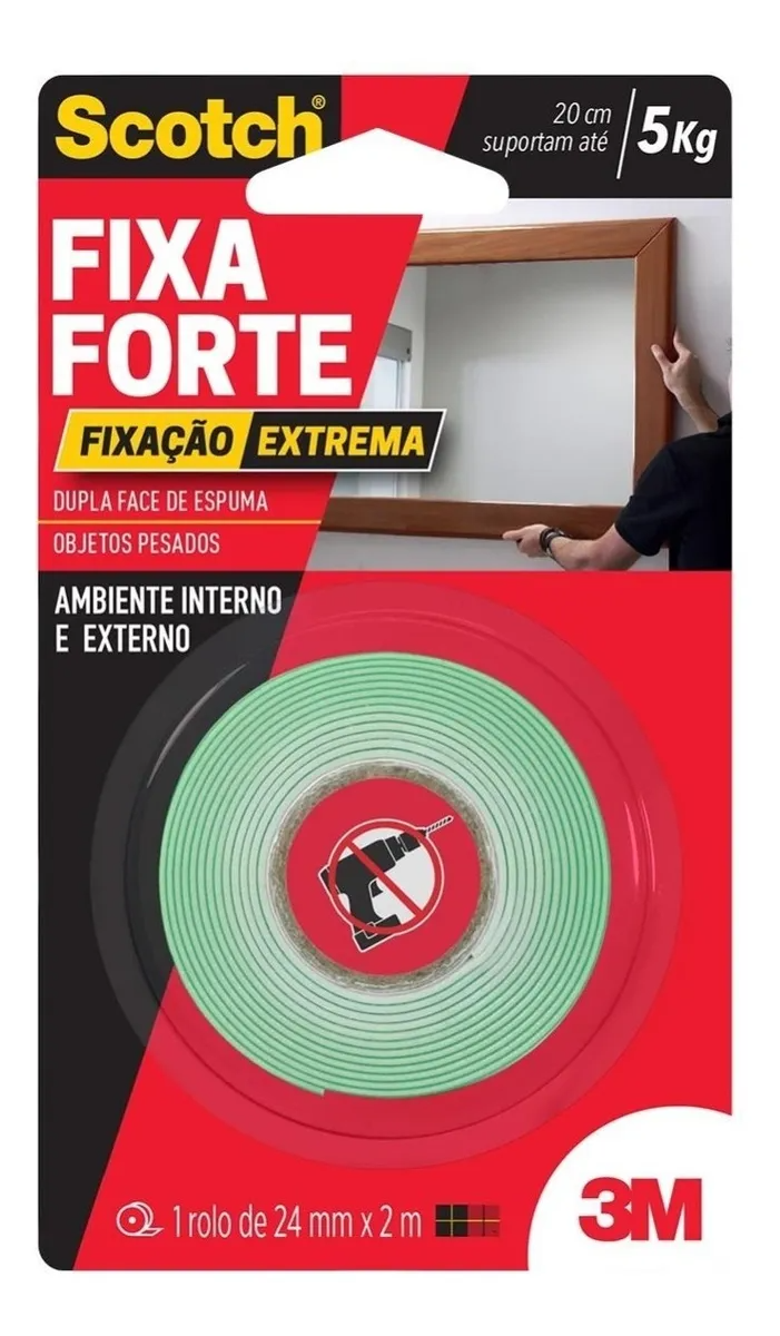 Fita Dupla Face Fixa Forte Extreme 24MM x 2M 5Kg 3M