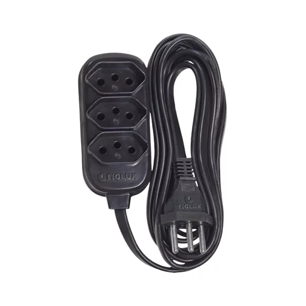 Extensão Elétrica Tripolar 2M 3 Tomadas 2P+T 10A Bivolt Fiolux