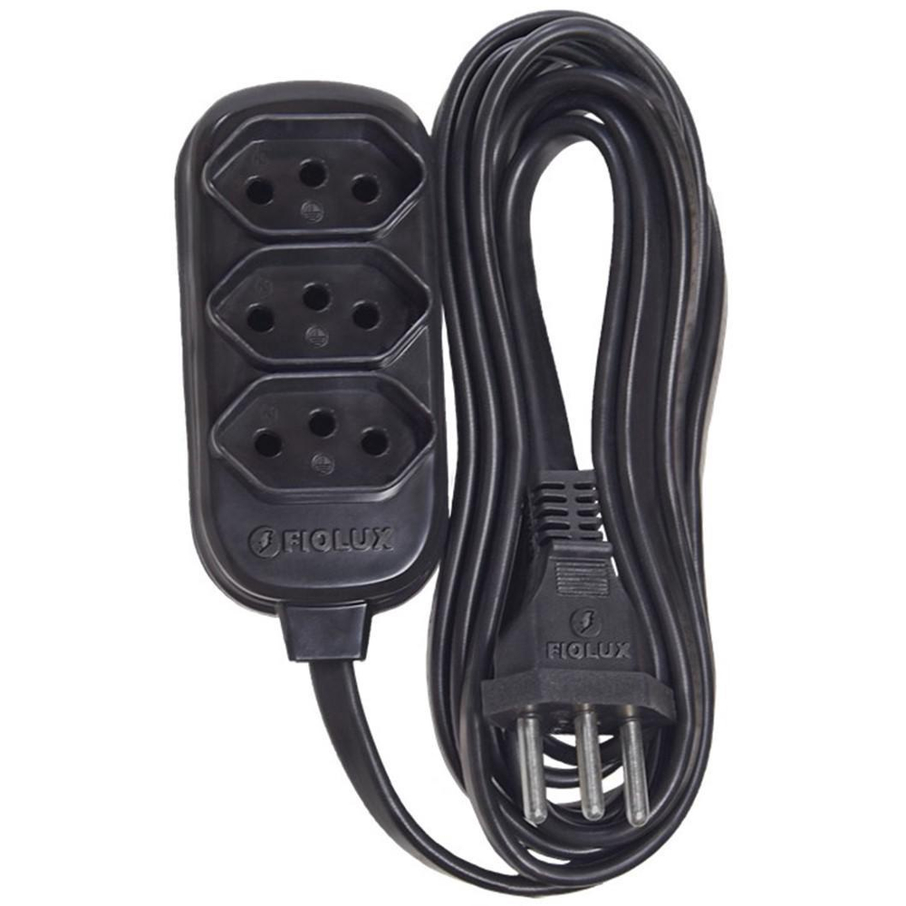 Extensão Elétrica Tripolar 10M 3 Tomadas 2P+T 10A Bivolt Fiolux