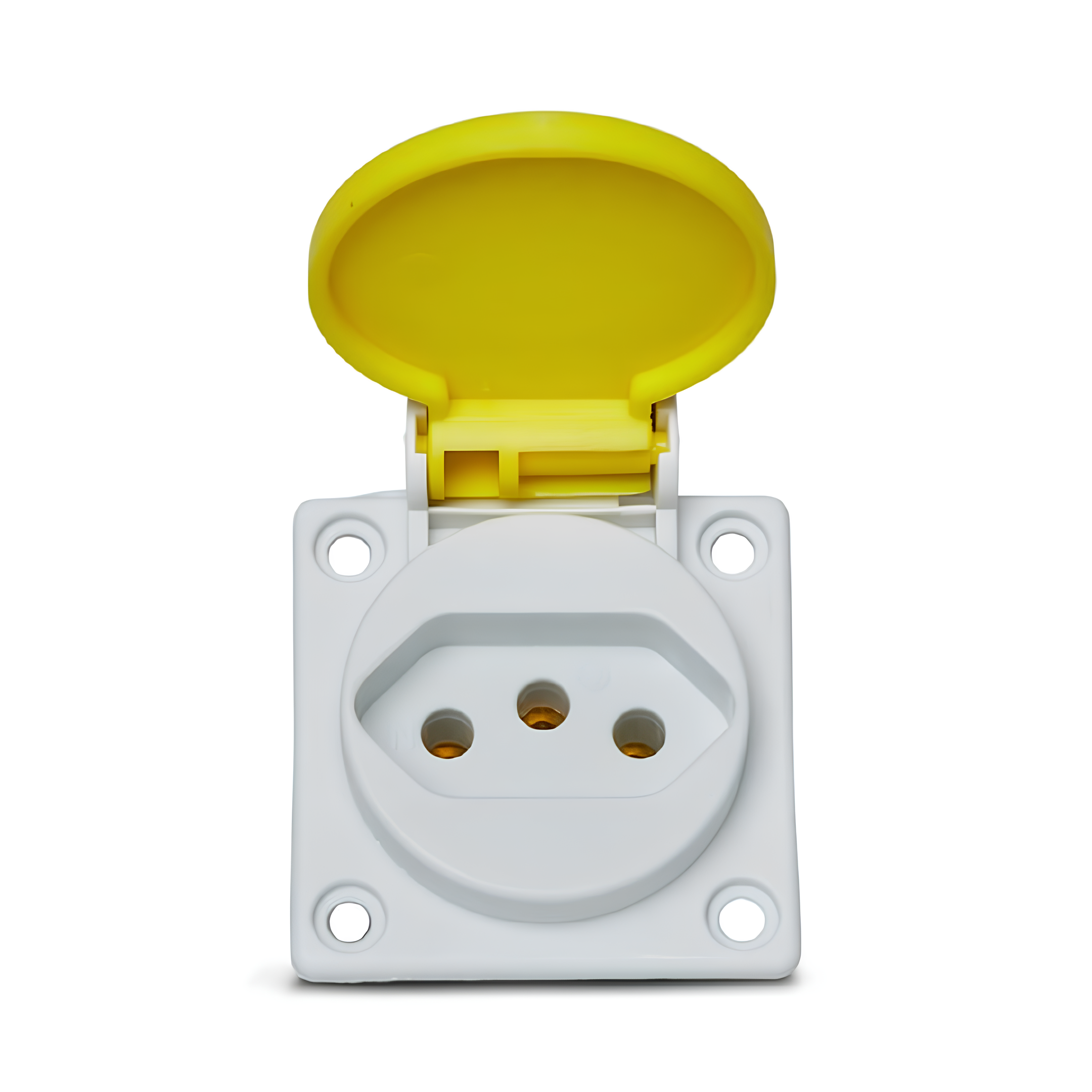 Tomada De Embutir 2p+t 20a 250v Com Tampa Amarela Steck