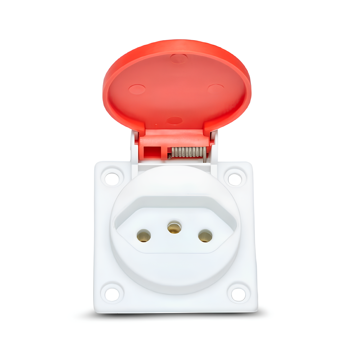 Tomada De Embutir 2p+t 20a 250v Com Tampa Vermelha Steck