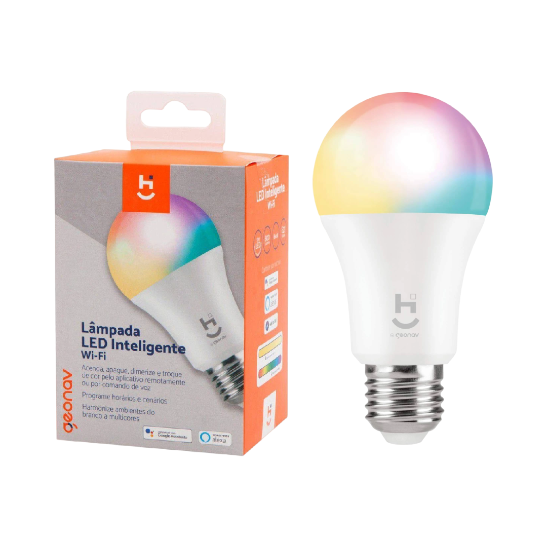Lampada Led Inteligente 10W 800Lm E27 Wifi Bivolt Geonav