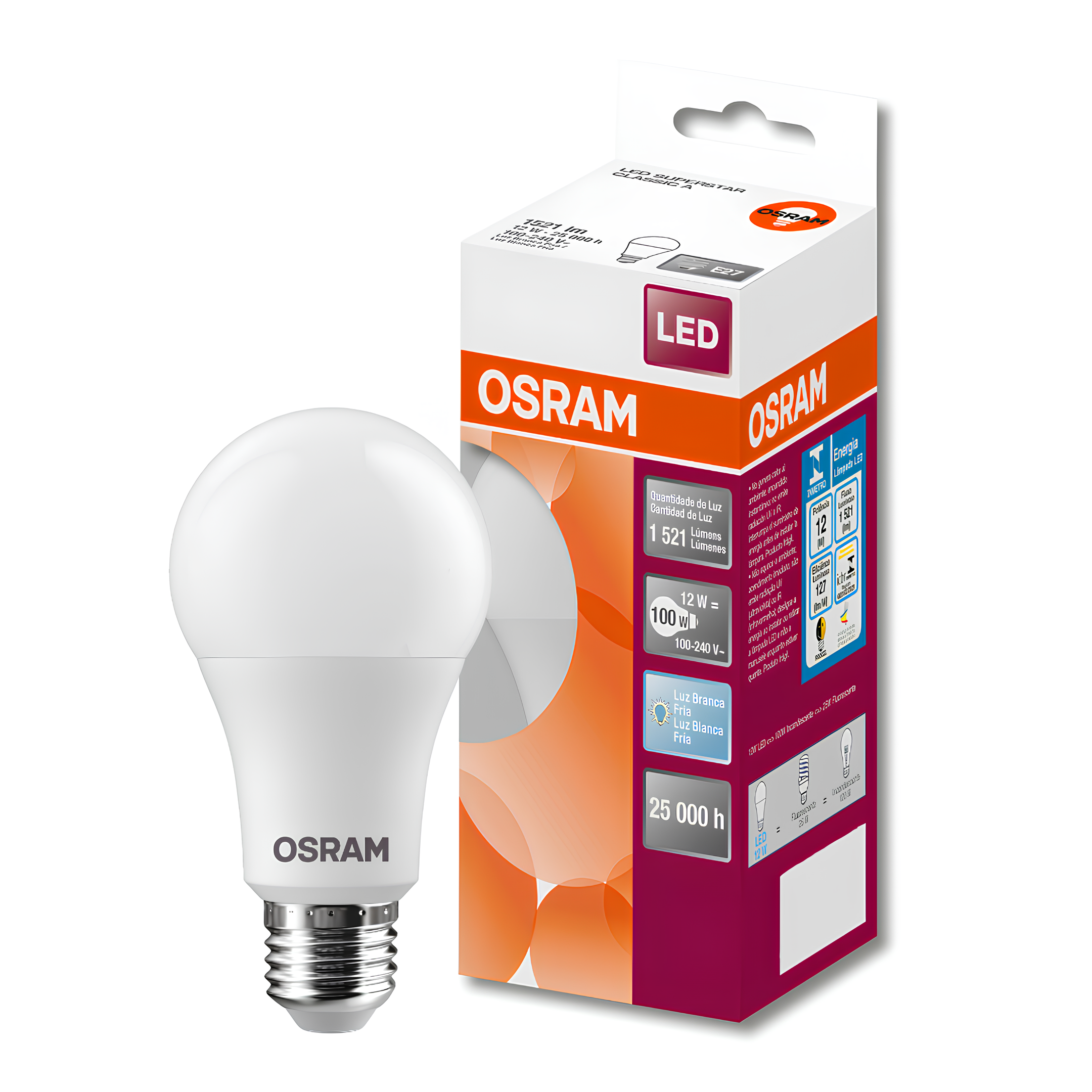 Lampada Led Bulbo 12W 1521Lm 170° Bivolt E27 Osram