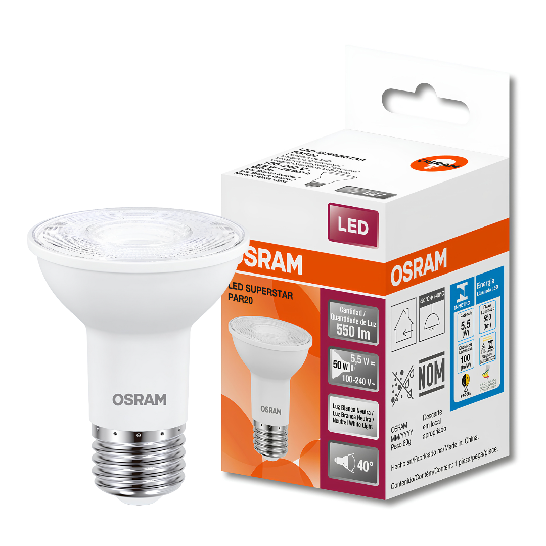 Lampada Led Par20 5,5W 525Lm 40° Ip20 Bivolt E27 G4 Osram