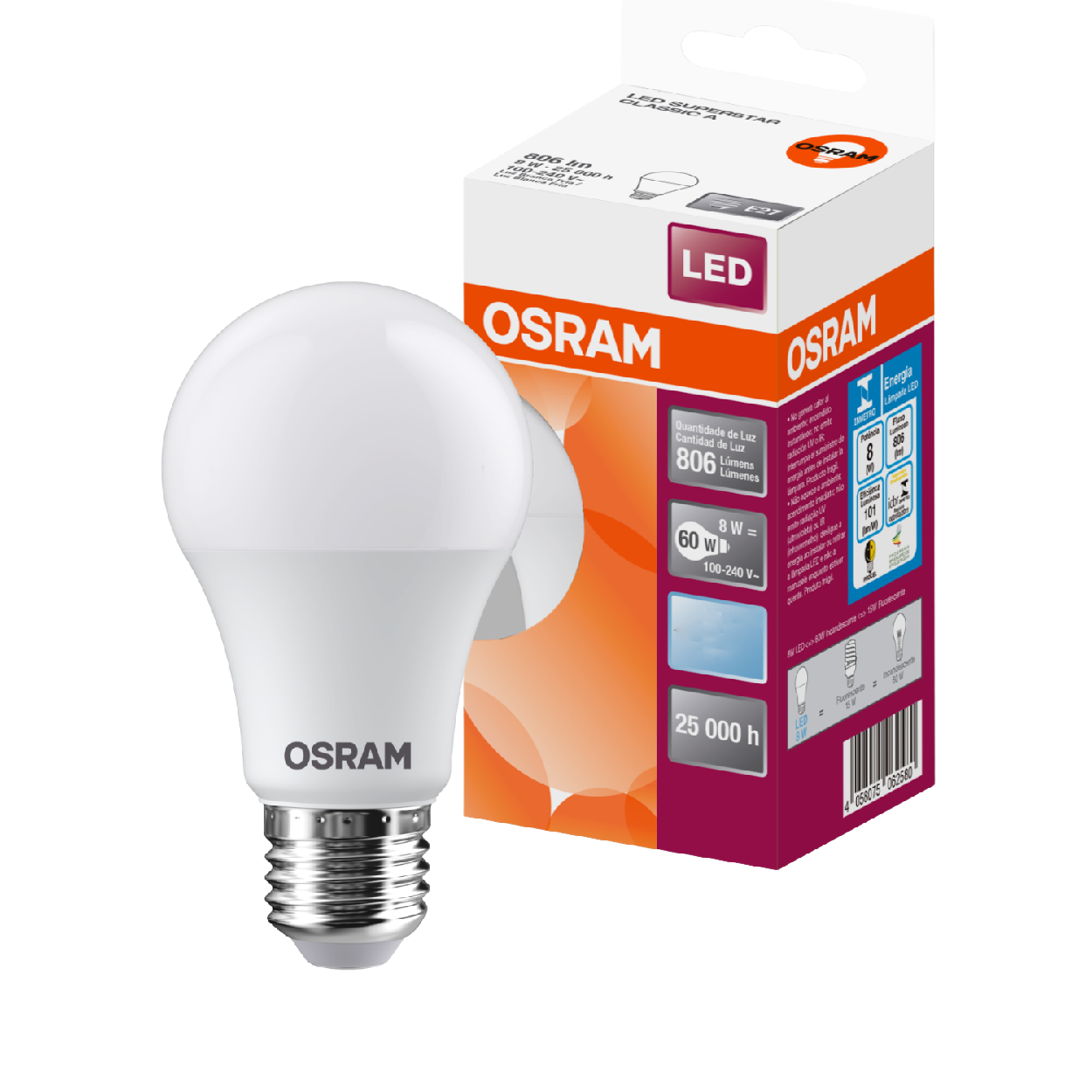 Lampada Led Bulbo 8W 806Lm 160° Ip20 Bivolt E27 Ledvance