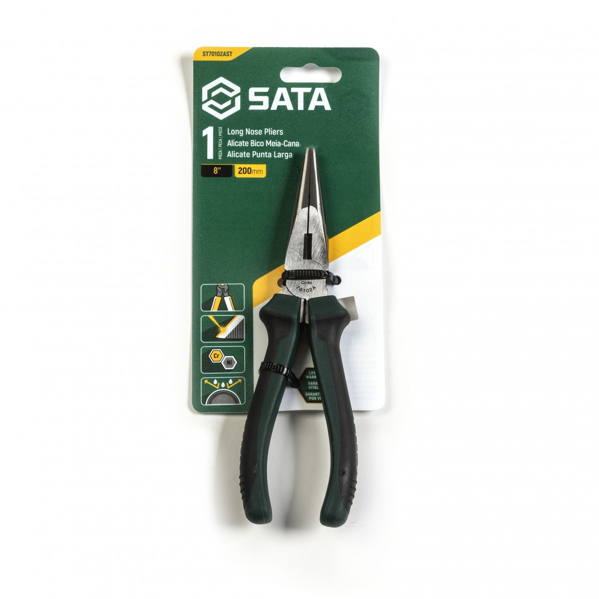 Alicate Bico Meia Cana Longo 8 Pol 1000V St70102ast Sata