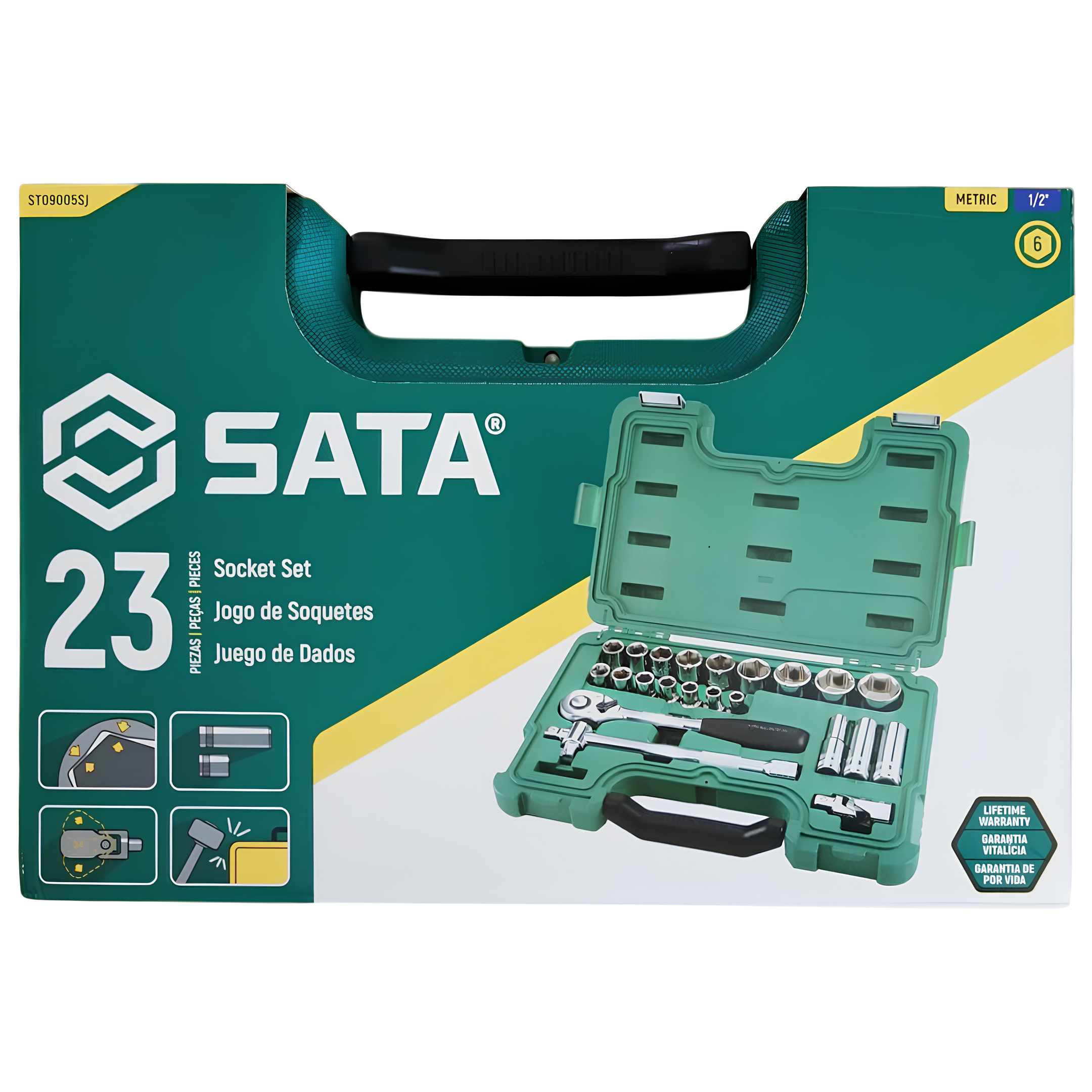 Jogo Soquetes Sextavados De 1/2" Pol 23Pçs St09005sj Sata