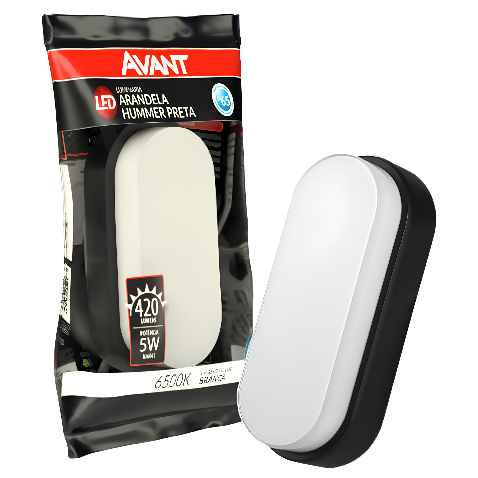 Luminaria Led Arandela Sobrepor 5W 400Lm Hummer Evo Preto Avant