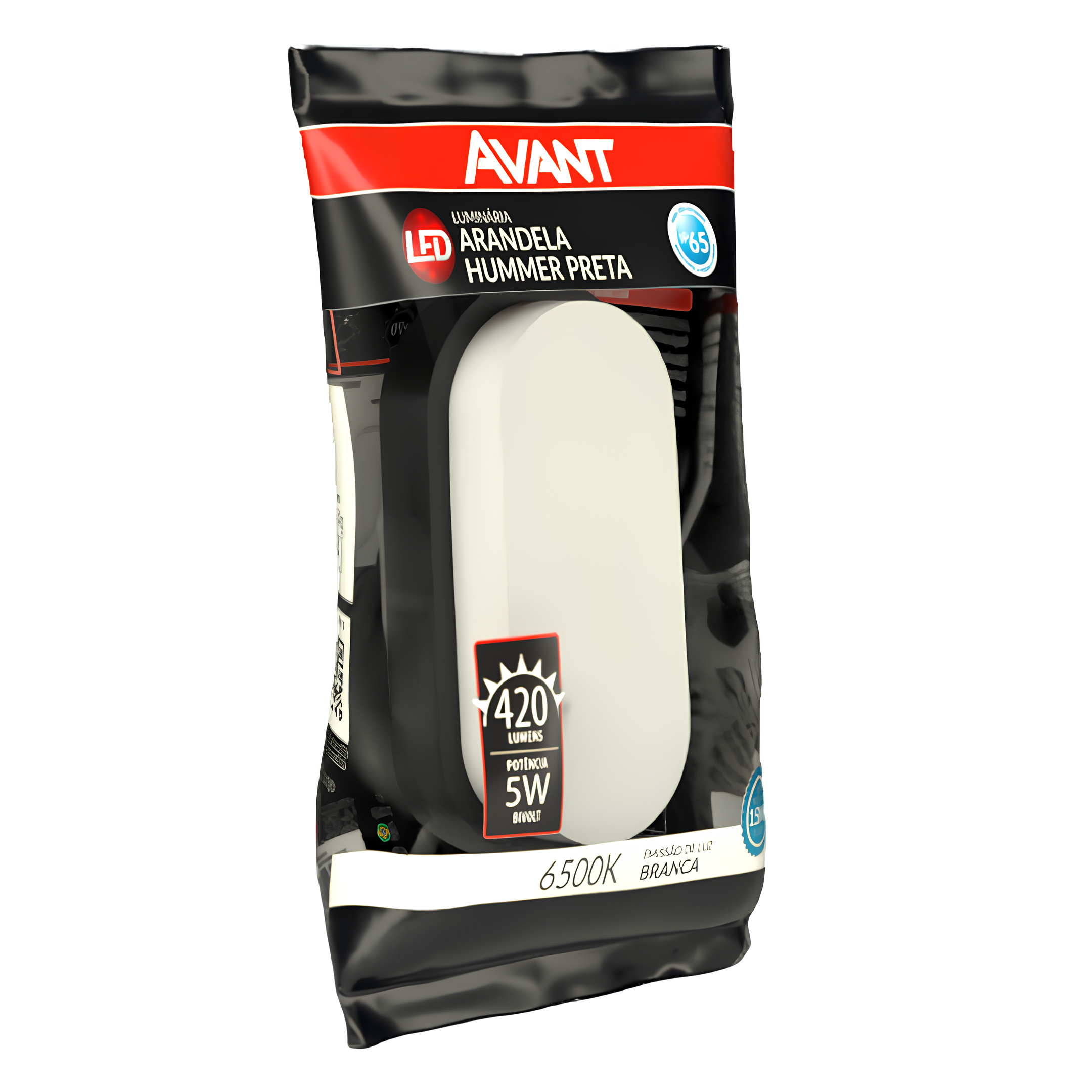 Luminaria Arandela Led 5W Sobrepor Preta 6500K Ip65 Avant