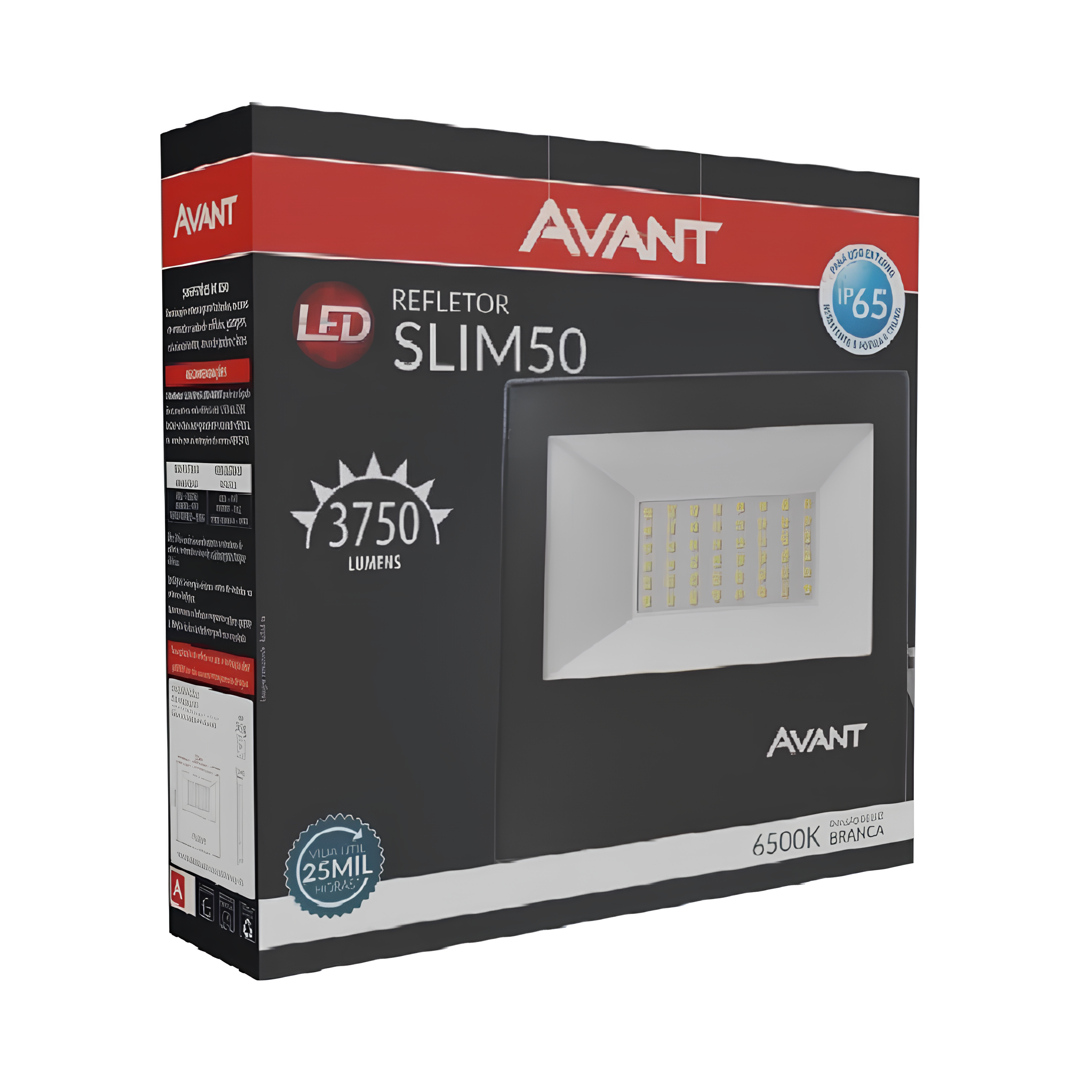 Refletor Led Slim 50W 6500K 3750Lm 120° Ip65 Bivolt Avant