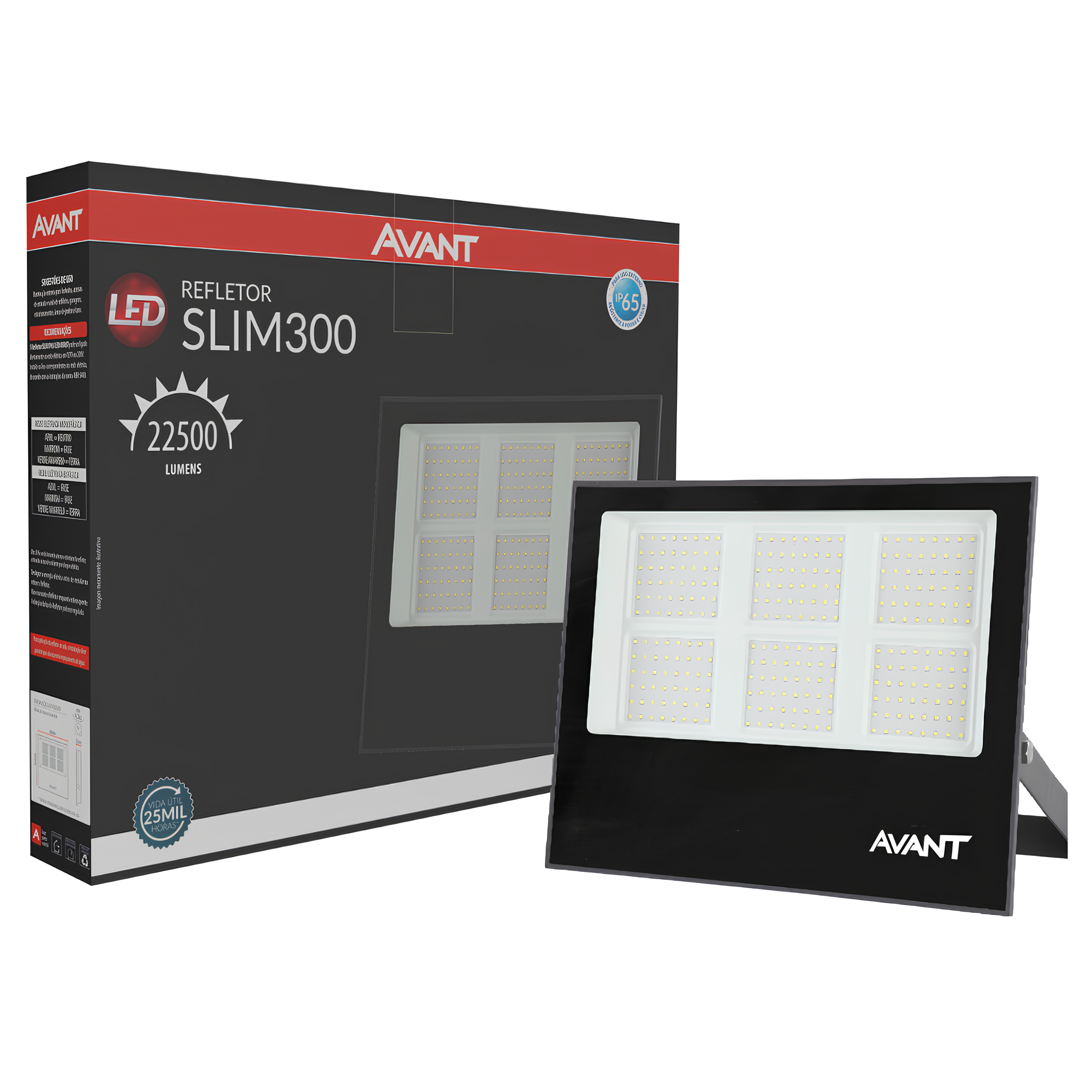 Refletor Led Slim 300W 6500K 22500Lm 120º Ip65 Bivolt Avant