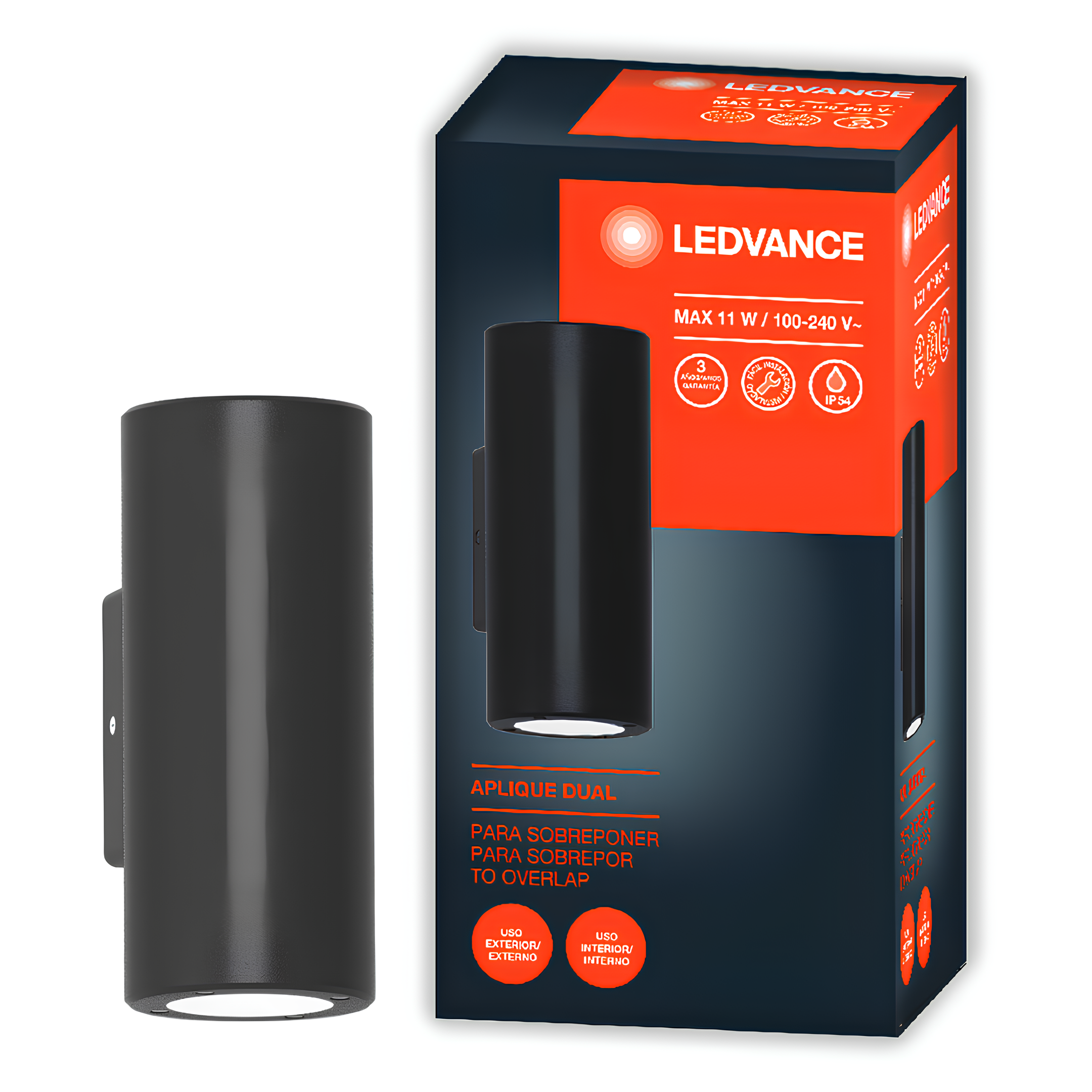Luminaria Arandela Aplique Dual Cylinder 2X11w Ip54 Ledvance