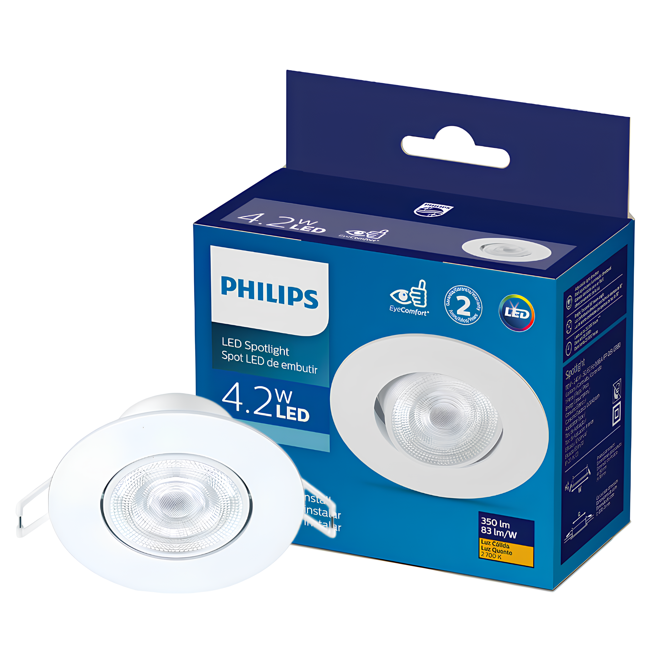 Spot Led Redondo Embutir 4,2w Ip20 36º Bivolt Sl052 Philips