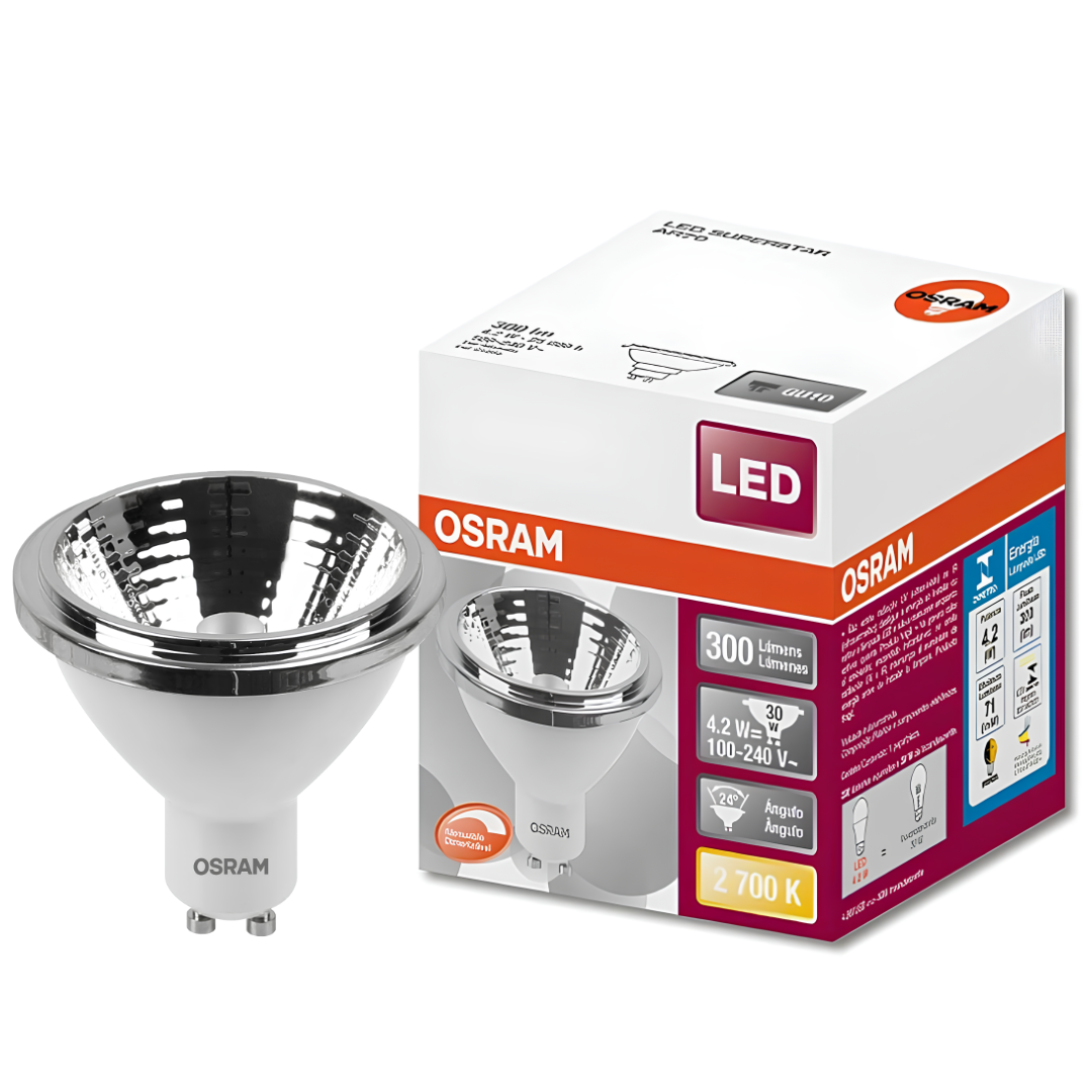 Lampada Led Ar70 Dimerizavel 4,2W 2700K 300Lm 24° Bivolt Osram