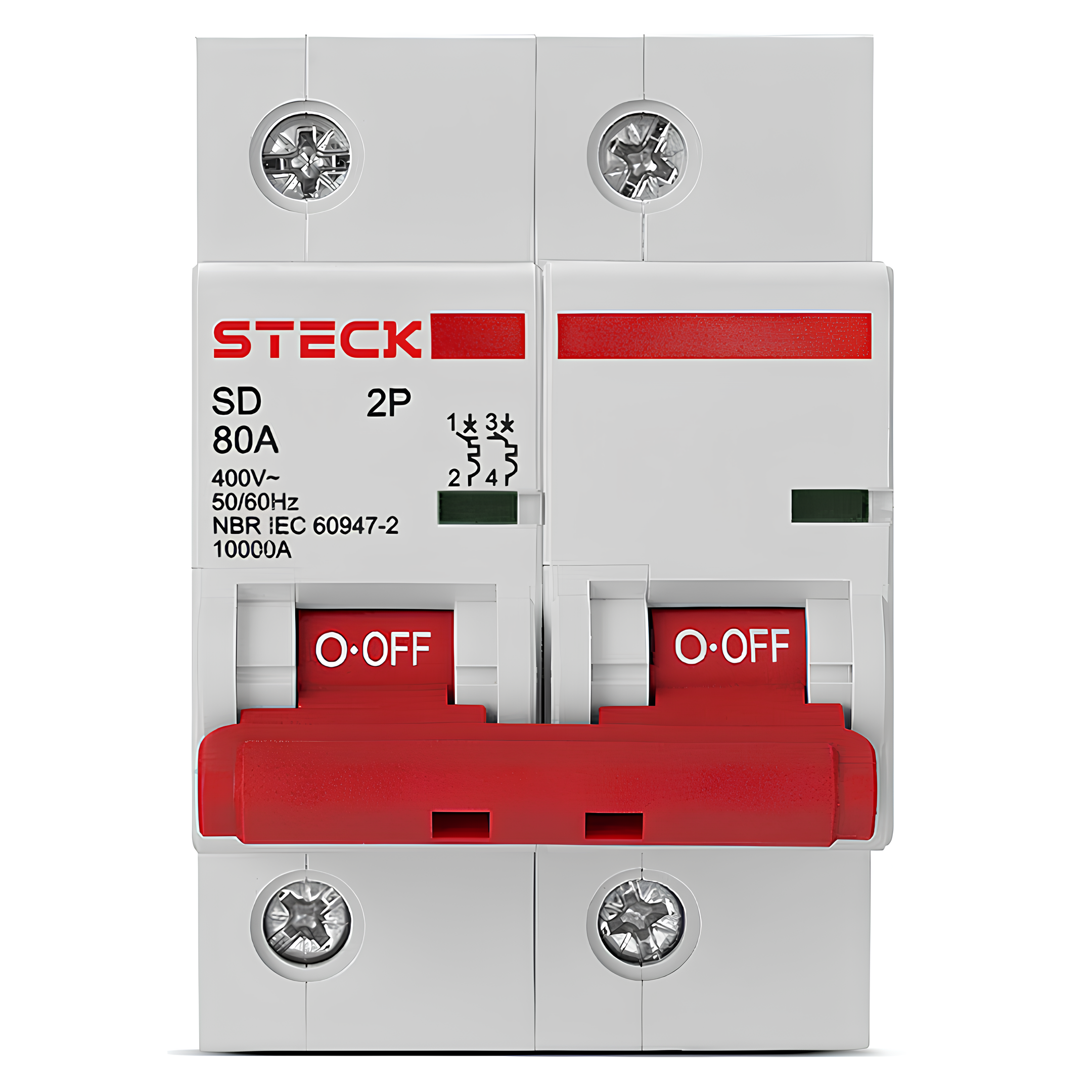 Disjuntor DIN Bipolar 80A- SDD2C80 10KA - STECK