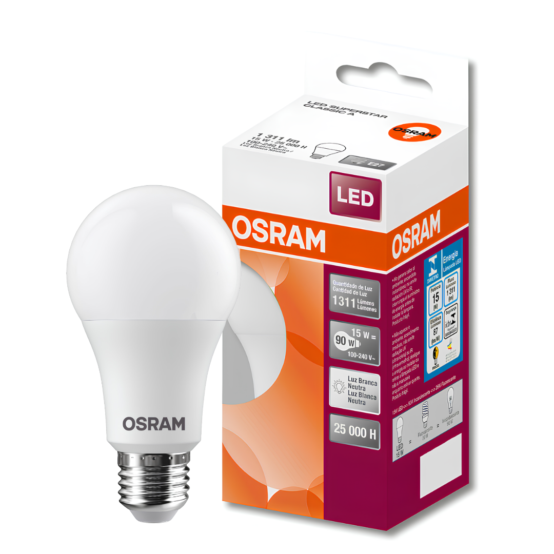 Lampada Led Bulbo 15W 4000K 1311Lm 200° Ip20 Bivolt E27 Osram