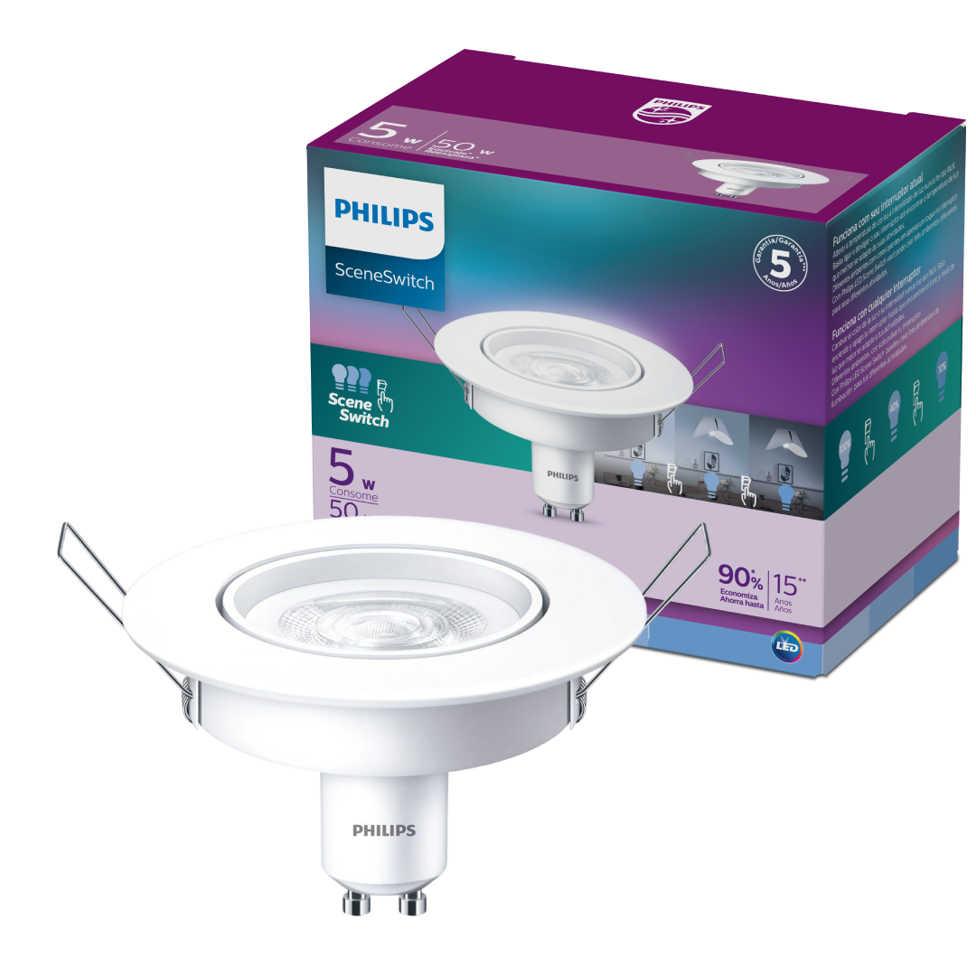 Spot Led Redondo 5w Sceneswitch Gu10 Bivolt Philips