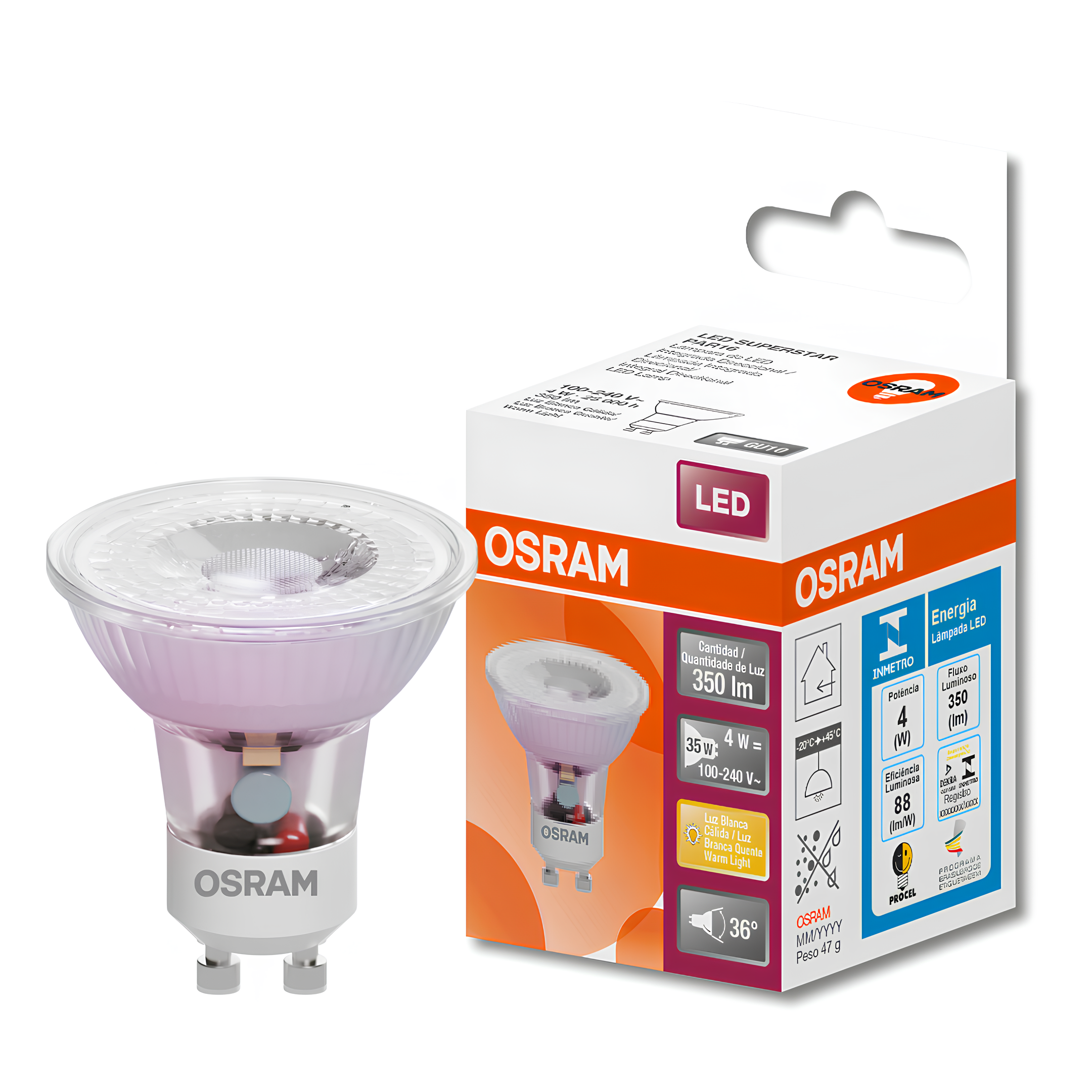 Lampada Led Dicroica Par16 Glass 4W 350Lm Ip20 Bivolt Osram