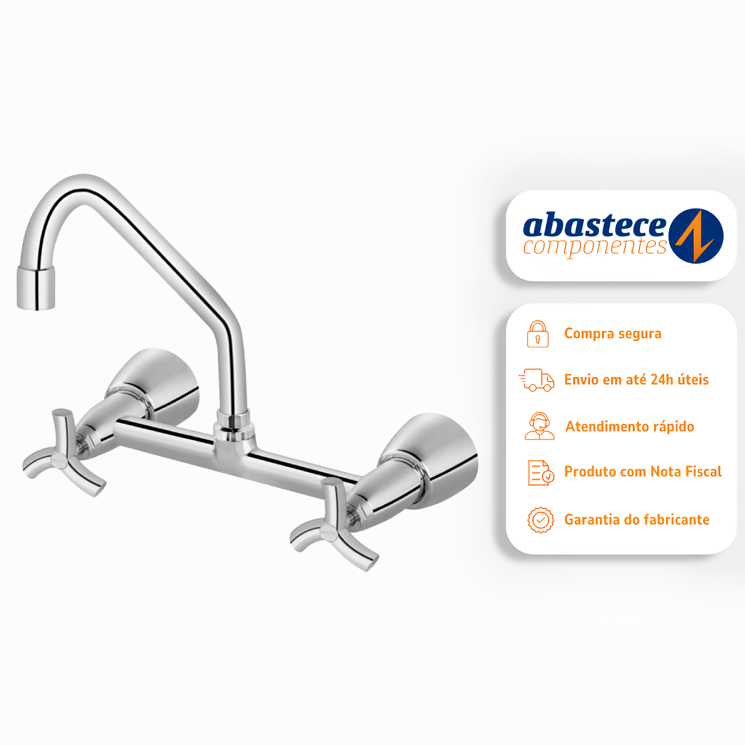 Misturador de Cozinha Parede Primor Cromado 00673806 Docol