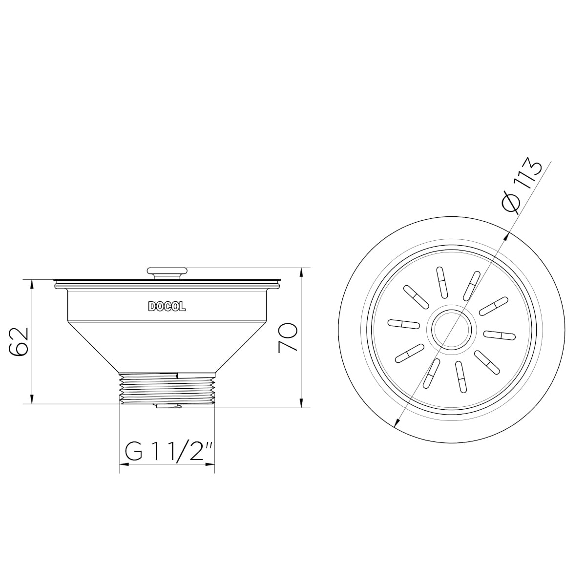 Válvula de Escoamento para Cozinha 4.1/2" 00987800 Docol