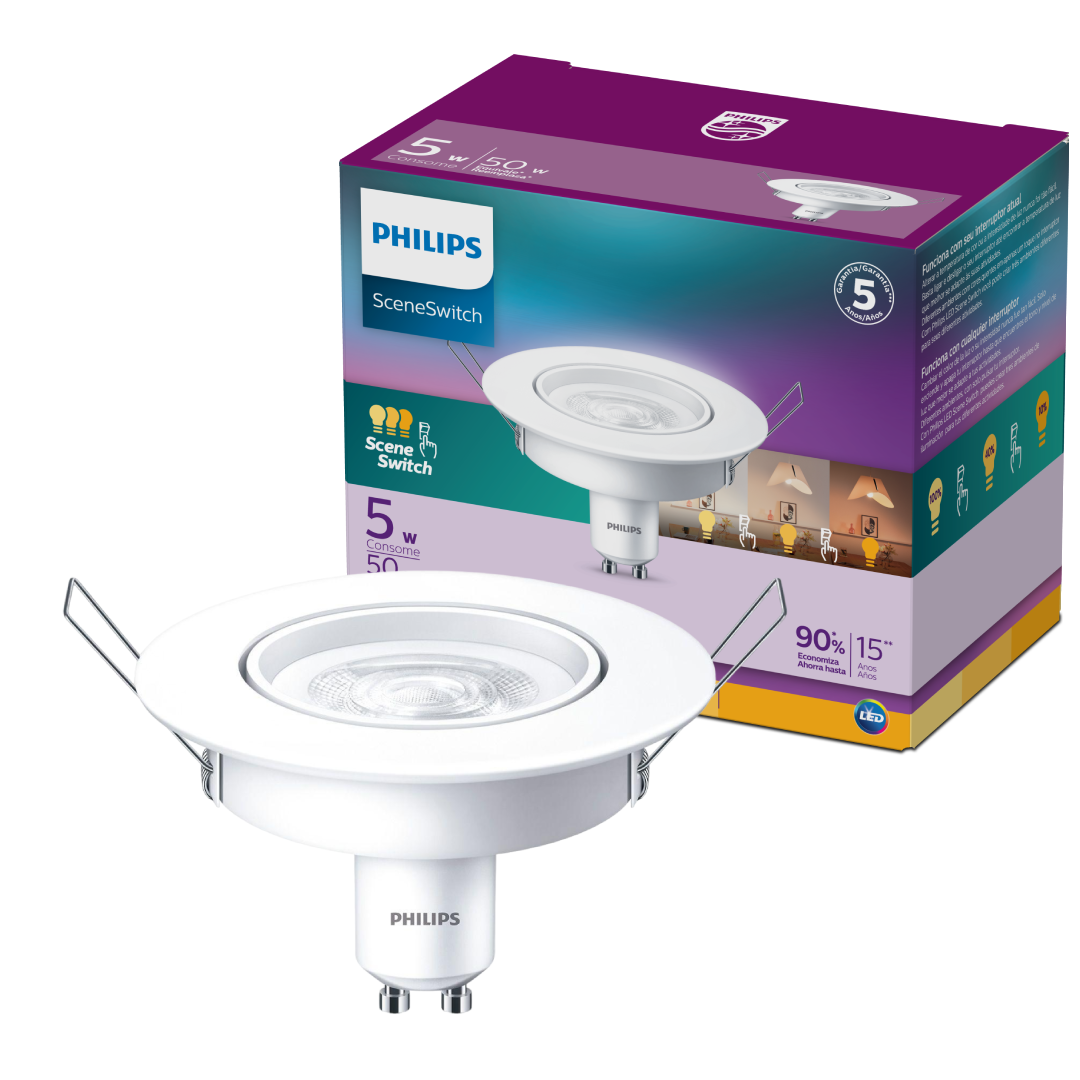 Spot Led Redondo 5w Sceneswitch Gu10 Bivolt Philips