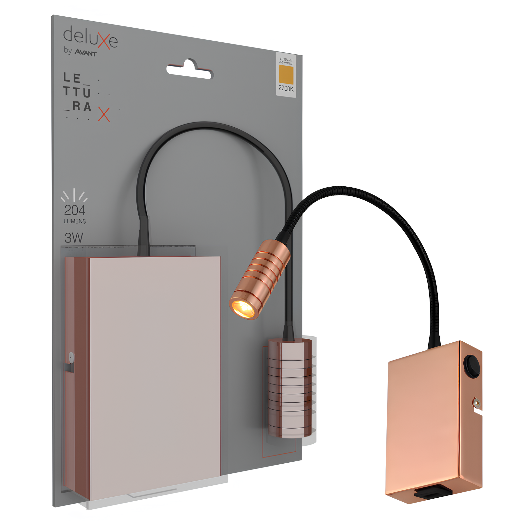 Luminaria Led Arandela Lettura Cobre 3W 2700K 204Lm Avant
