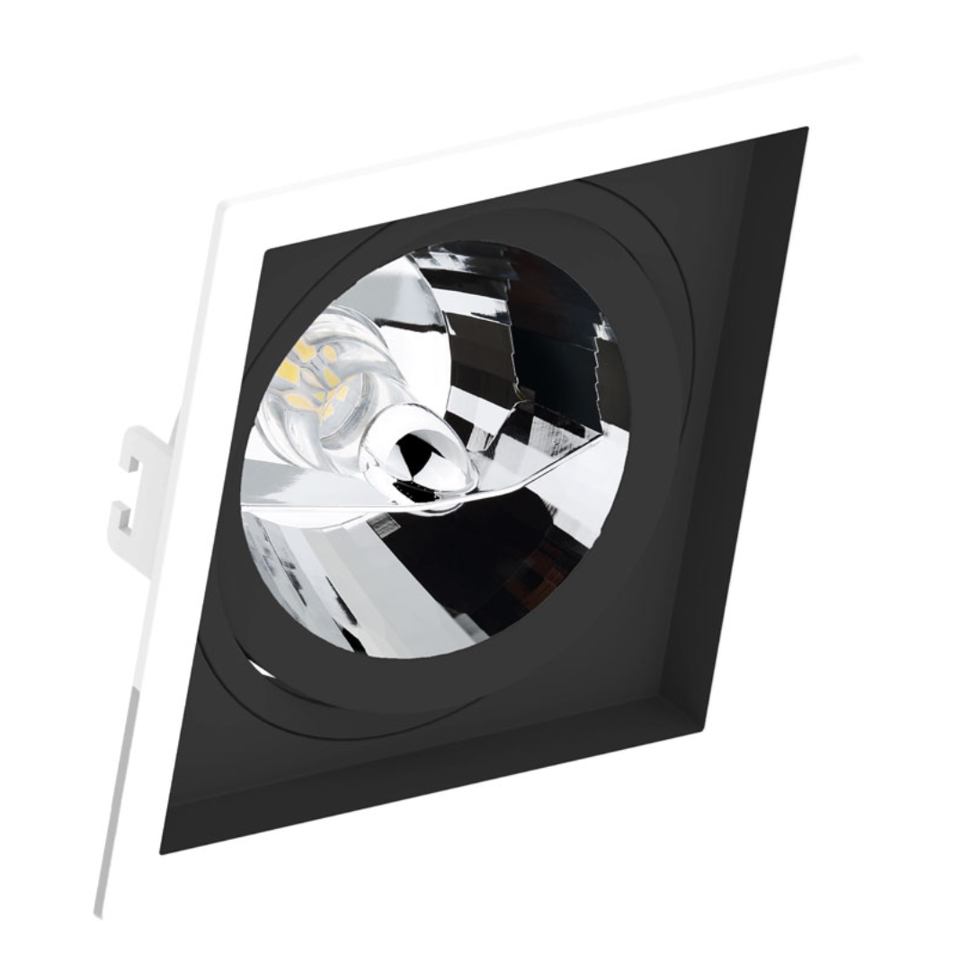 Spot Quadrado Embutir Face Recuado Ar111 Br/Pt 17x3,5Cm Saveenergy
