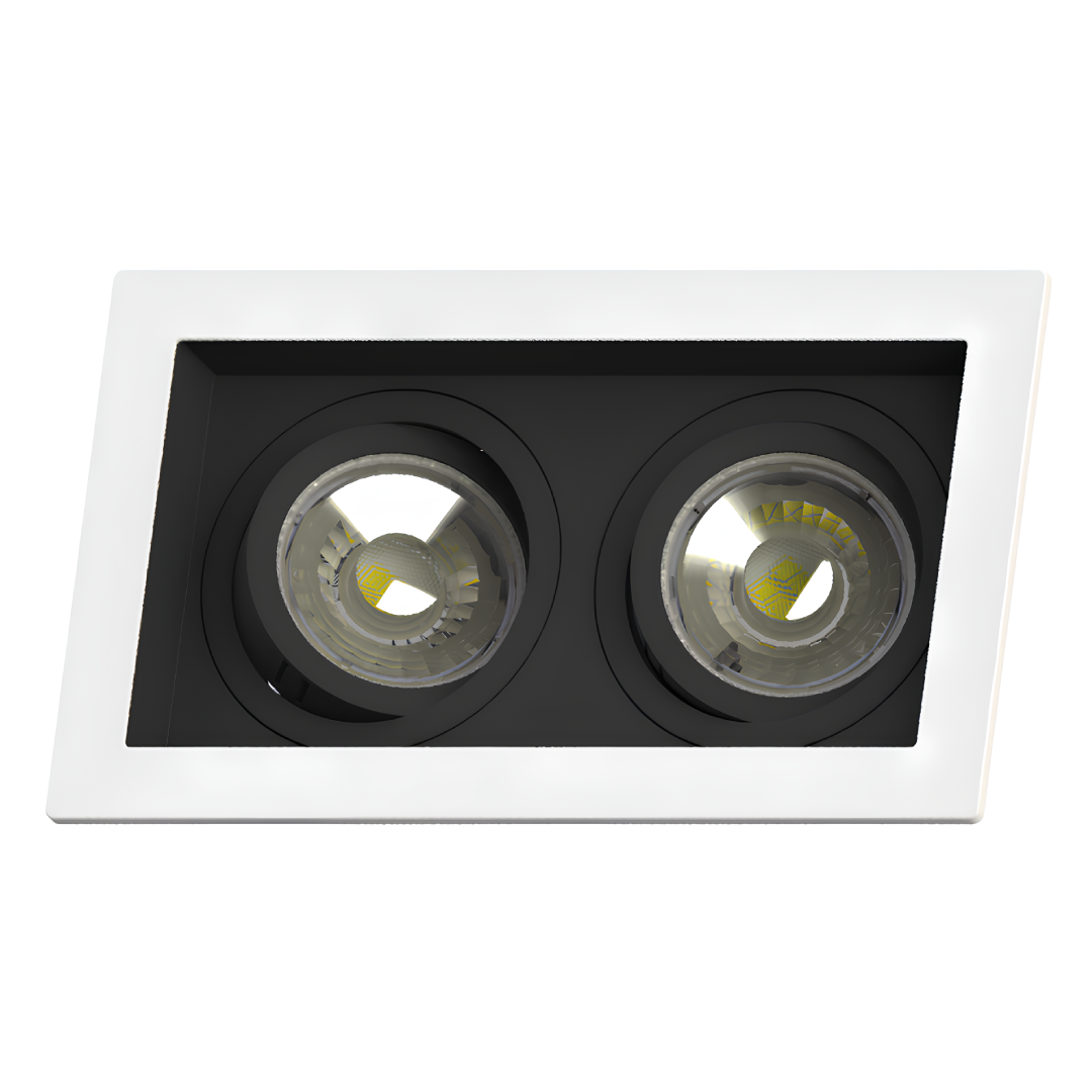 Spot Retangular Embutir Face Recuado 2x Dicroica Br/Pt Saveenergy