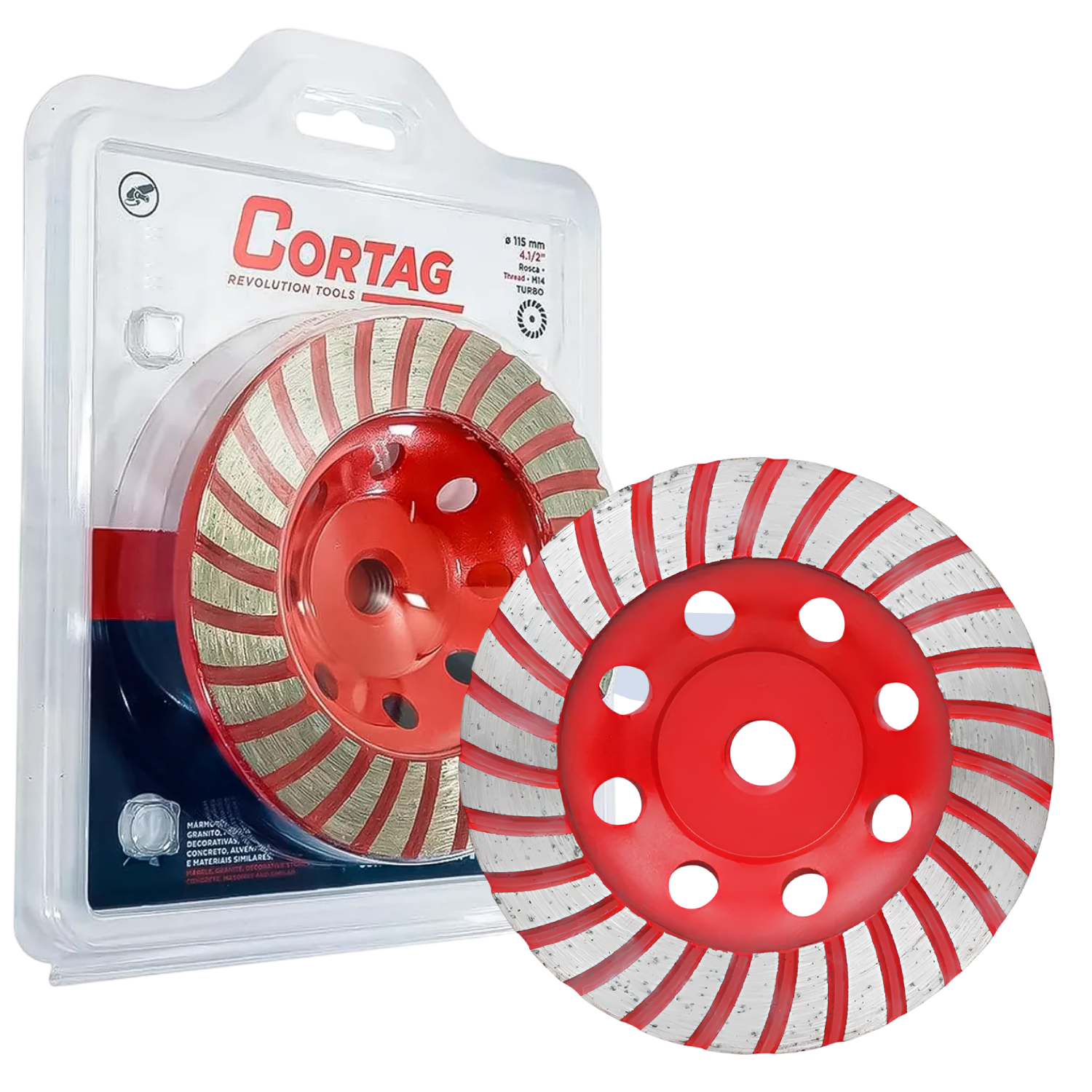 Disco de Desbaste Diamantado Turbo 115mm 4.1/2" 61753 Cortag