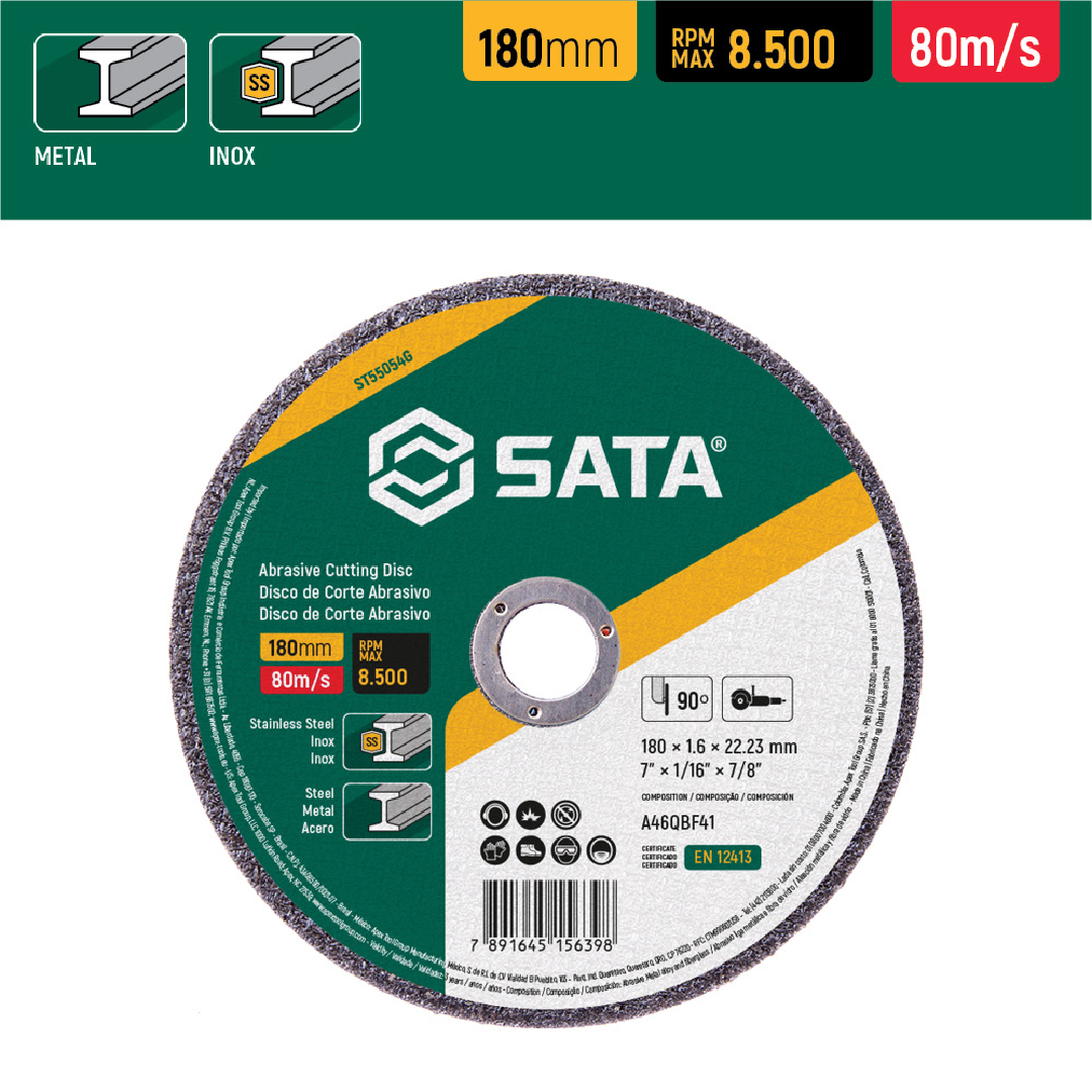 Disco Corte Abrasivo Metal/Inox 7"X1,6Mm ST55054G Sata