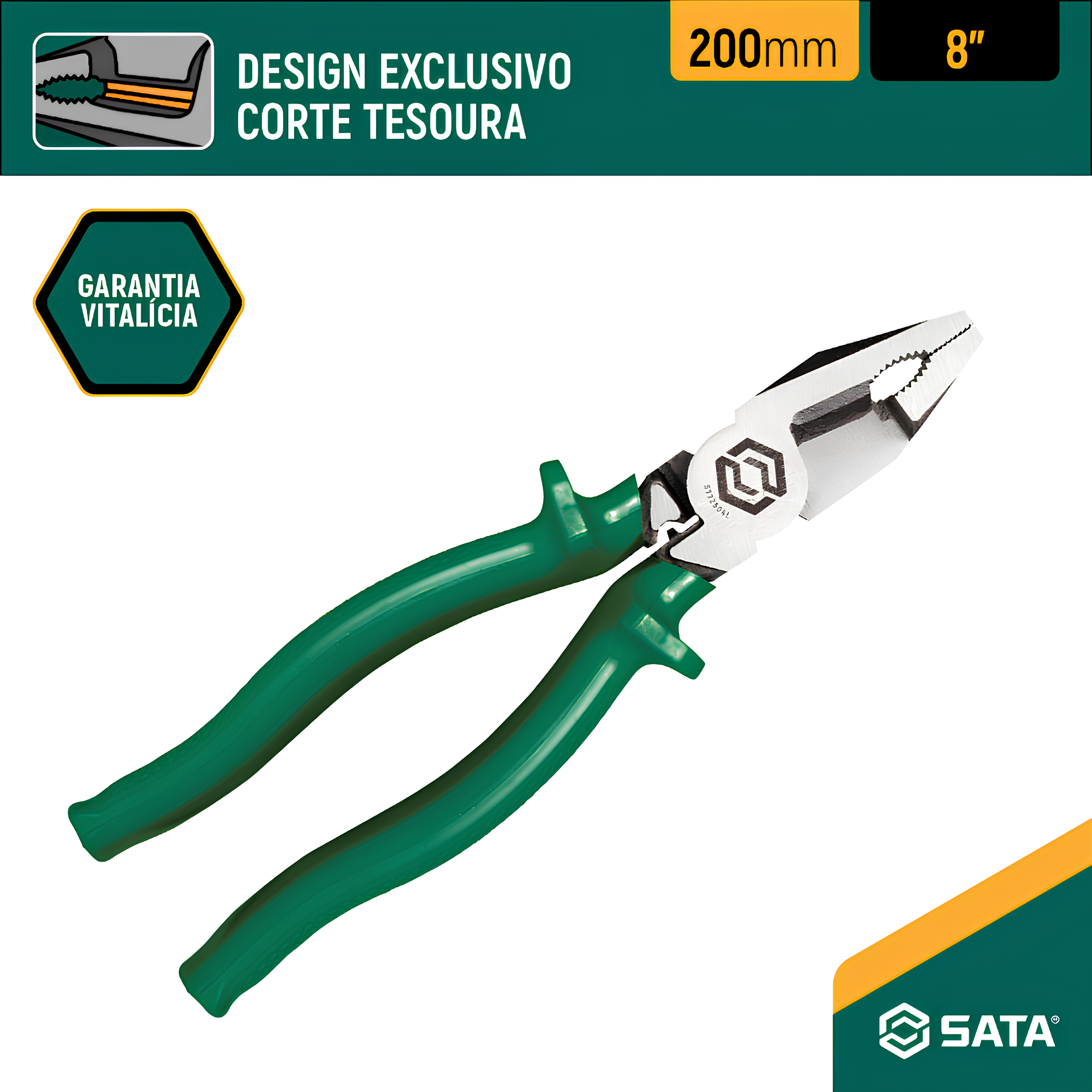 Alicate Corte Tesoura Profissional Isolado 8" ST72504L Sata