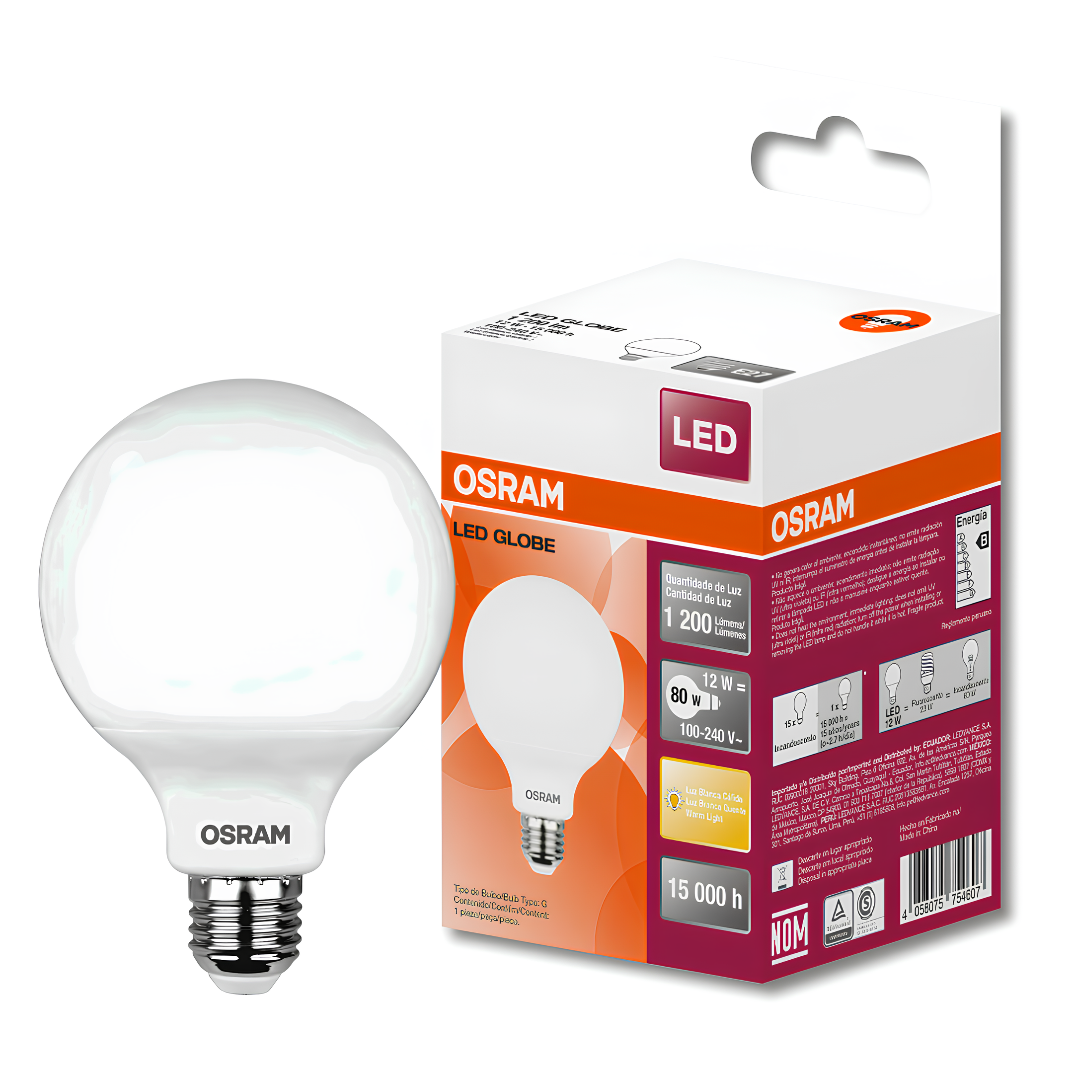 Lampada Led Globo 12W 2700K 1200Lm Ip20 Bivolt E27 Osram