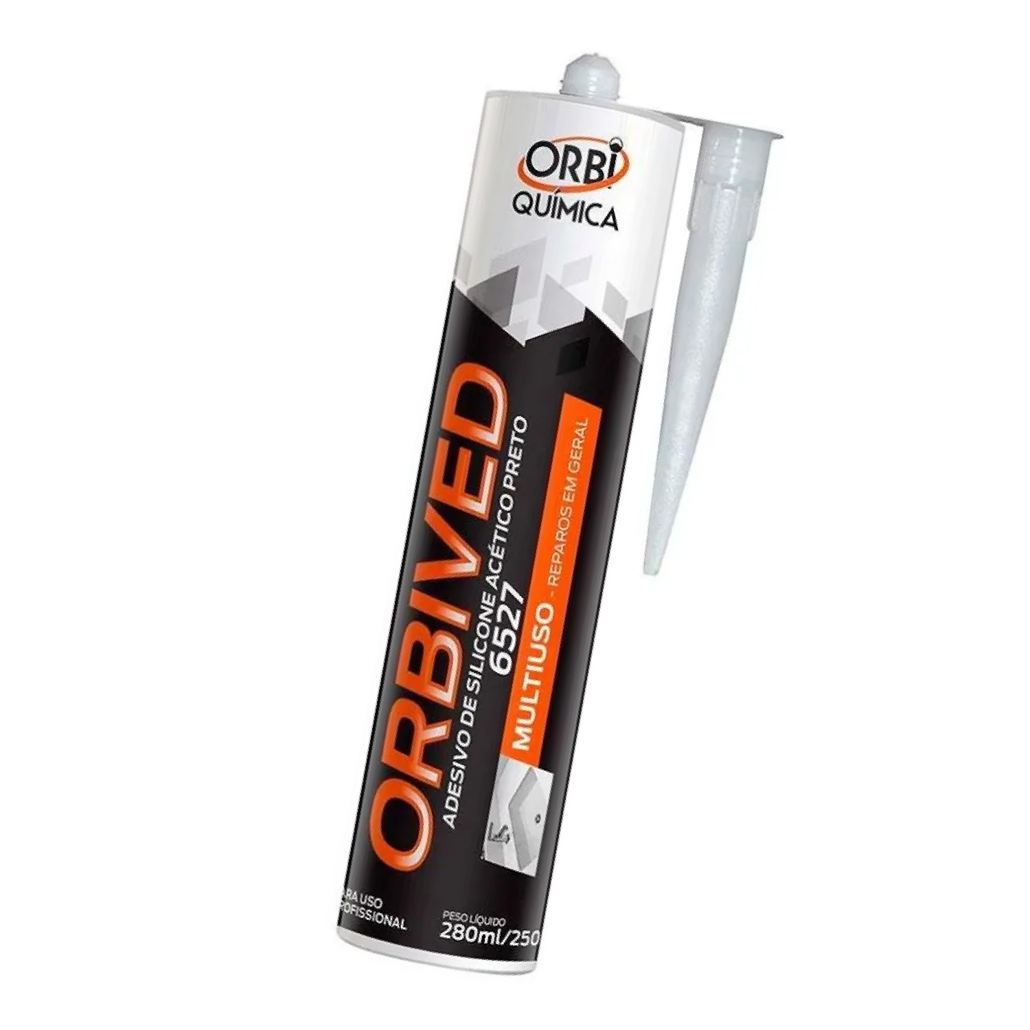 Silicone Preto Acetico 240G Orbi