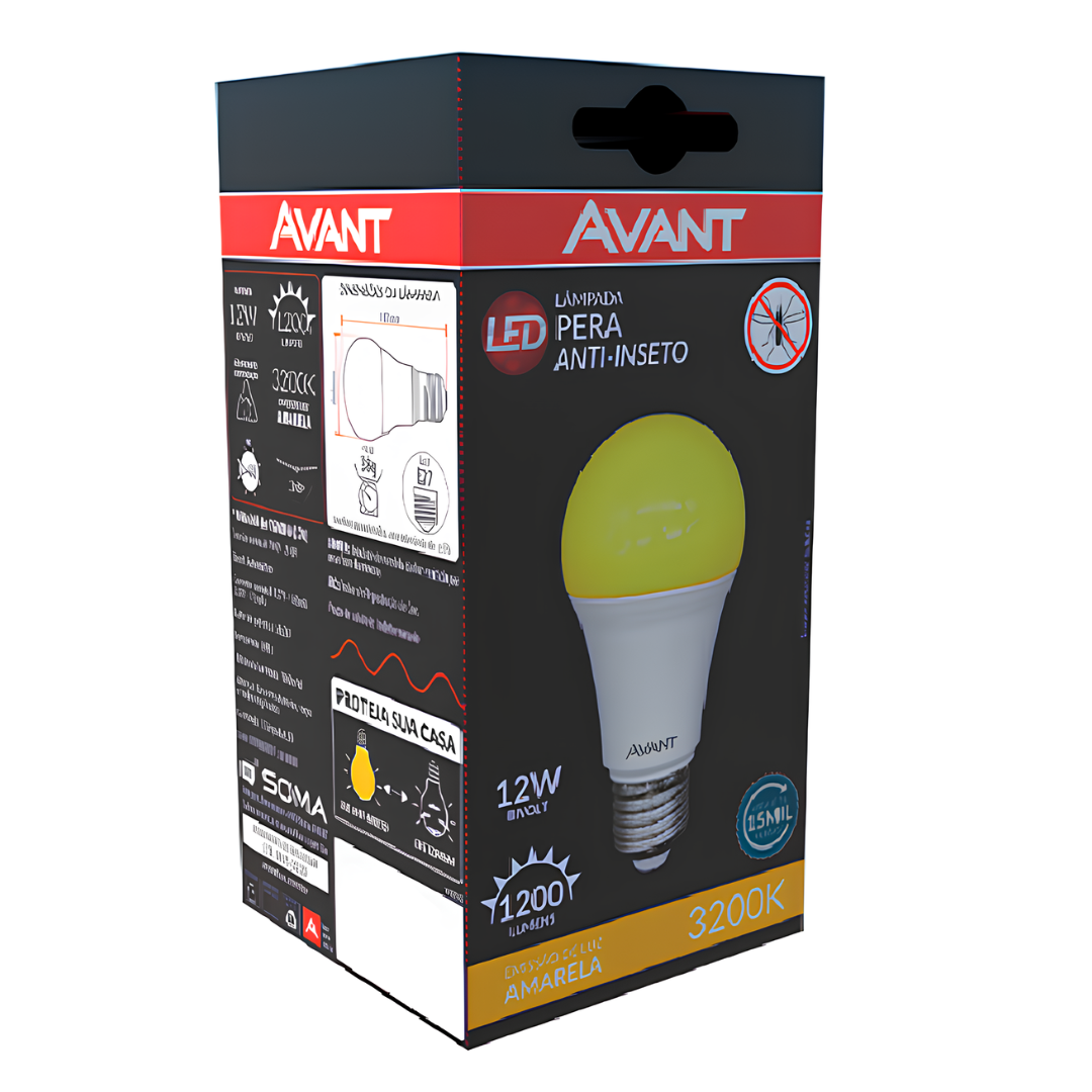 Lampada Led A60 Anti-Inseto 12W Amarela 1200Lm 200° Bivolt Avant