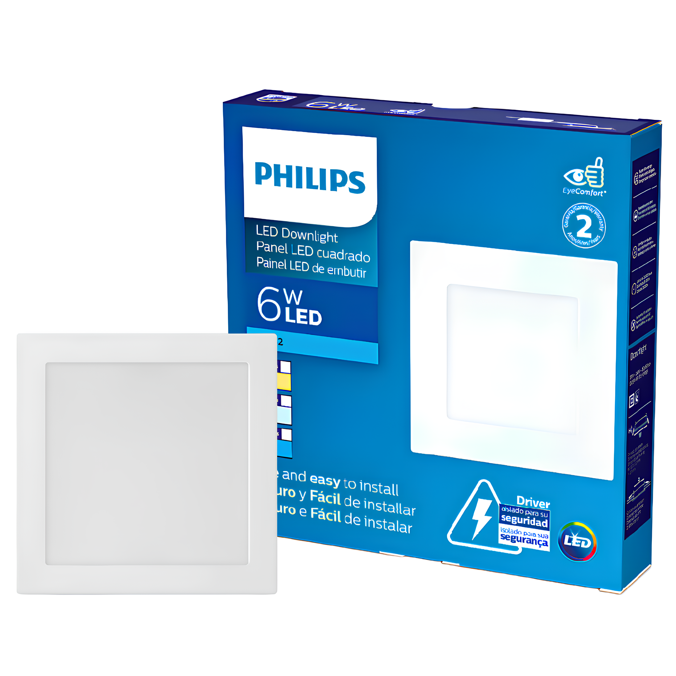 Luminária Embutir Led Quadrada 6W 400Lm Bivolt Dl252 Philips