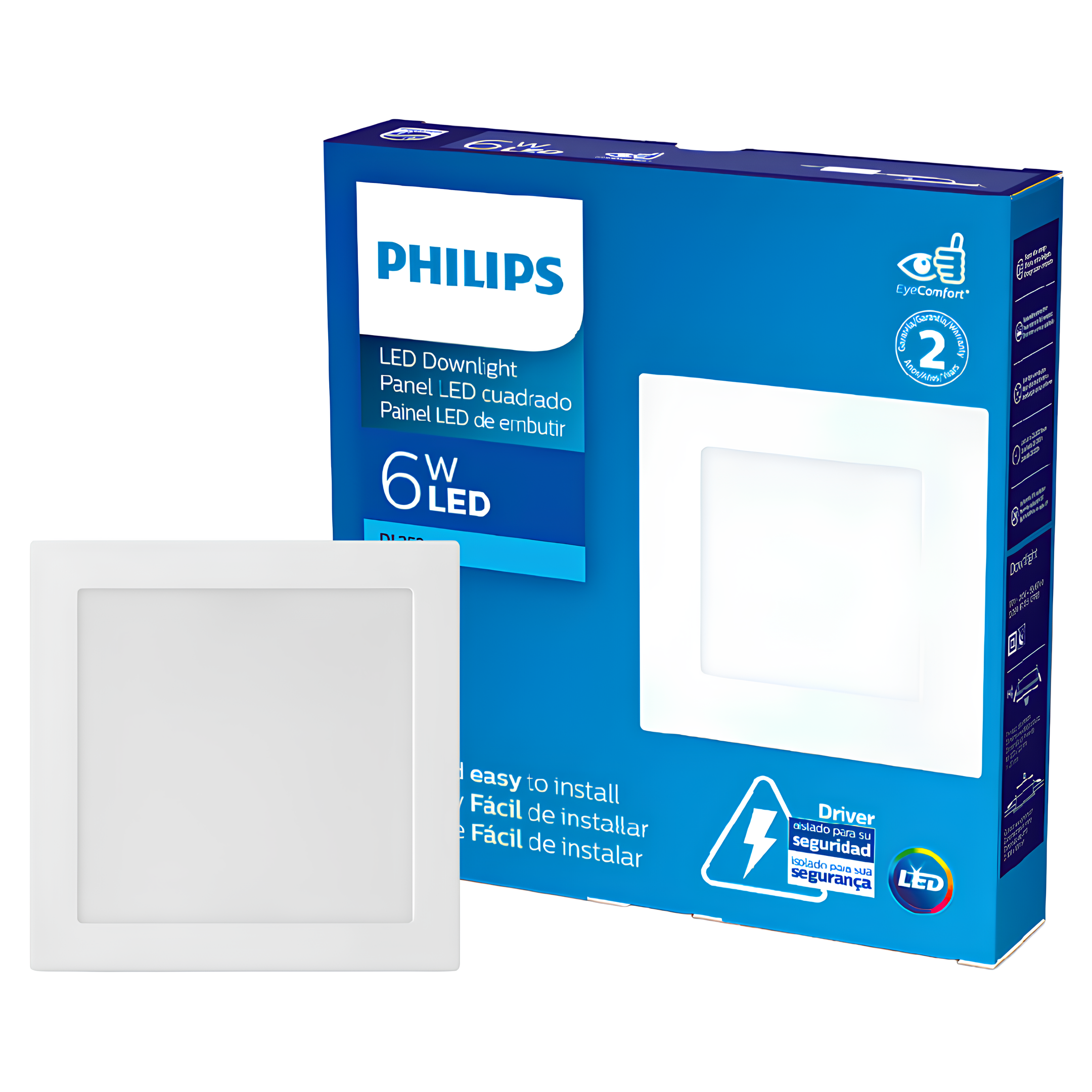 Luminária Embutir Led Quadrada 6W 400Lm Bivolt Dl252 Philips