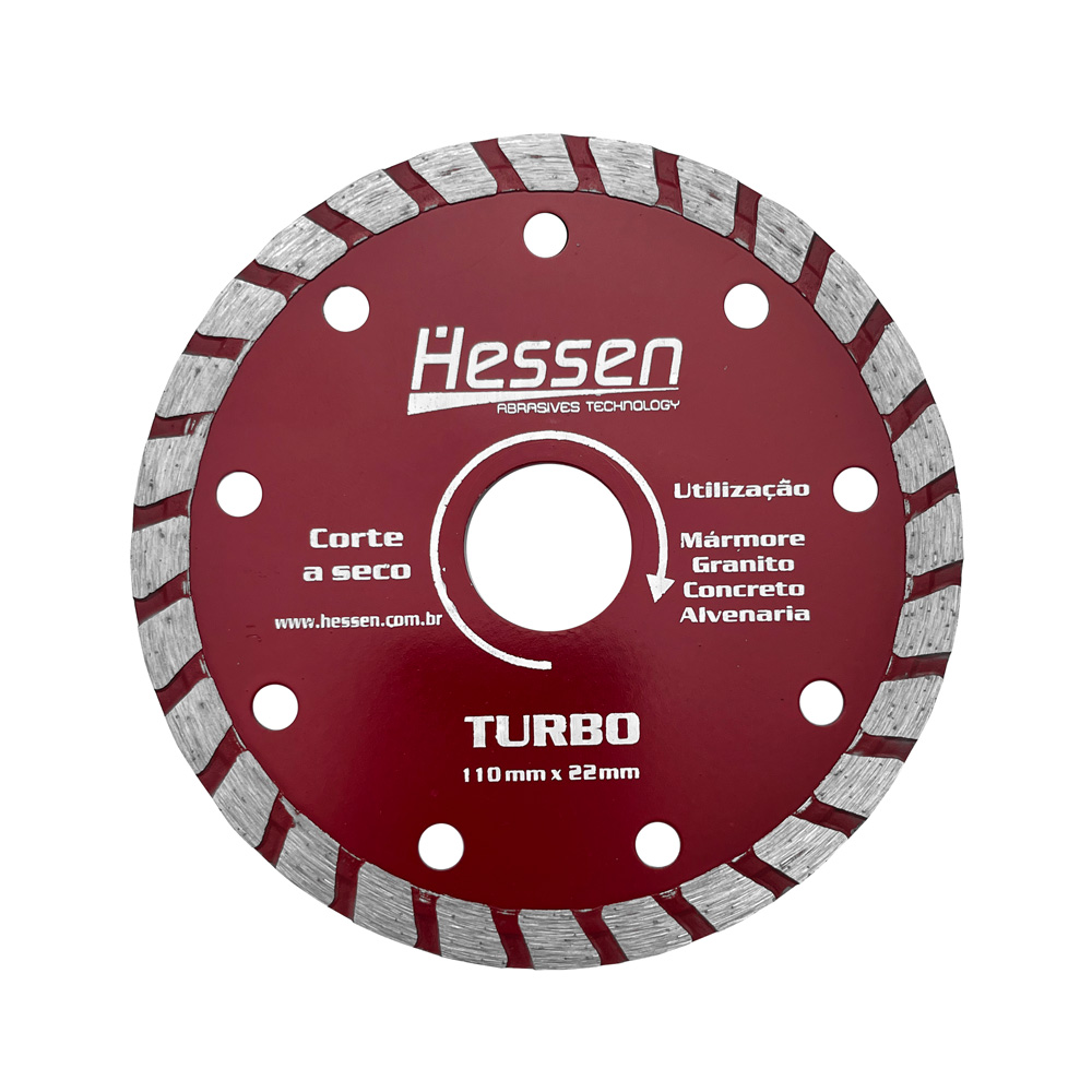 Disco Diamantado Turbo Esmerilhadeiras 110X22,2Mm Hessen