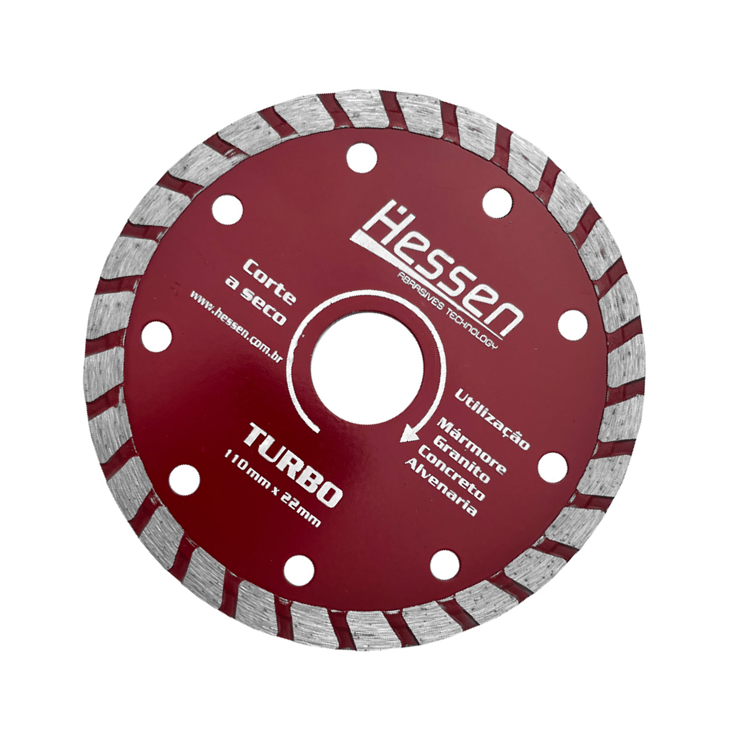 Disco Diamantado Turbo Esmerilhadeiras 110X22,2Mm Hessen