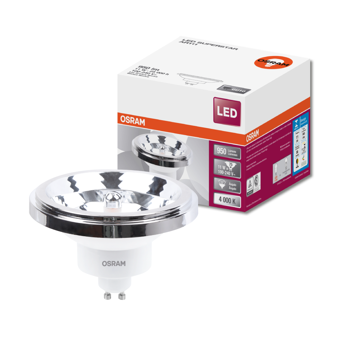 Lampada Led Ar111 11W 4000K 950Lm 12° Ip20 Bivolt GU10 Osram