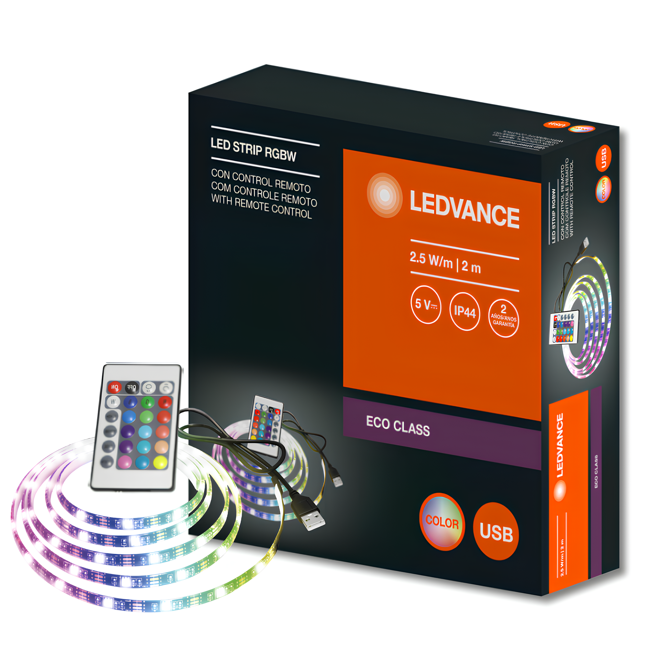 Fita Led Ecoflex 2M 2,5W Rgb 25Lm/M Ip44 Usb 5V Ledvance