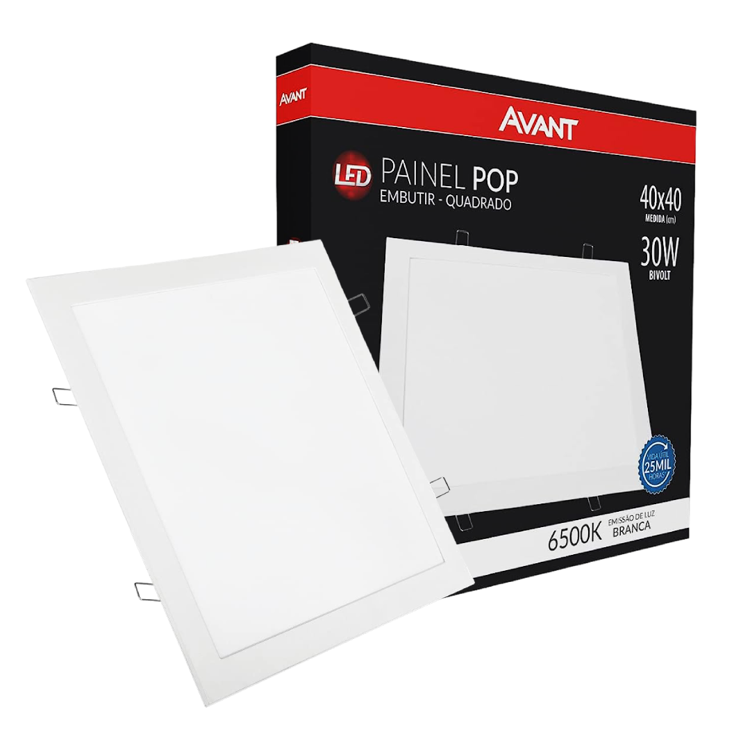 Luminaria Embutir Led Quadrada 30W 6500K 2400Lm 40Cm Avant
