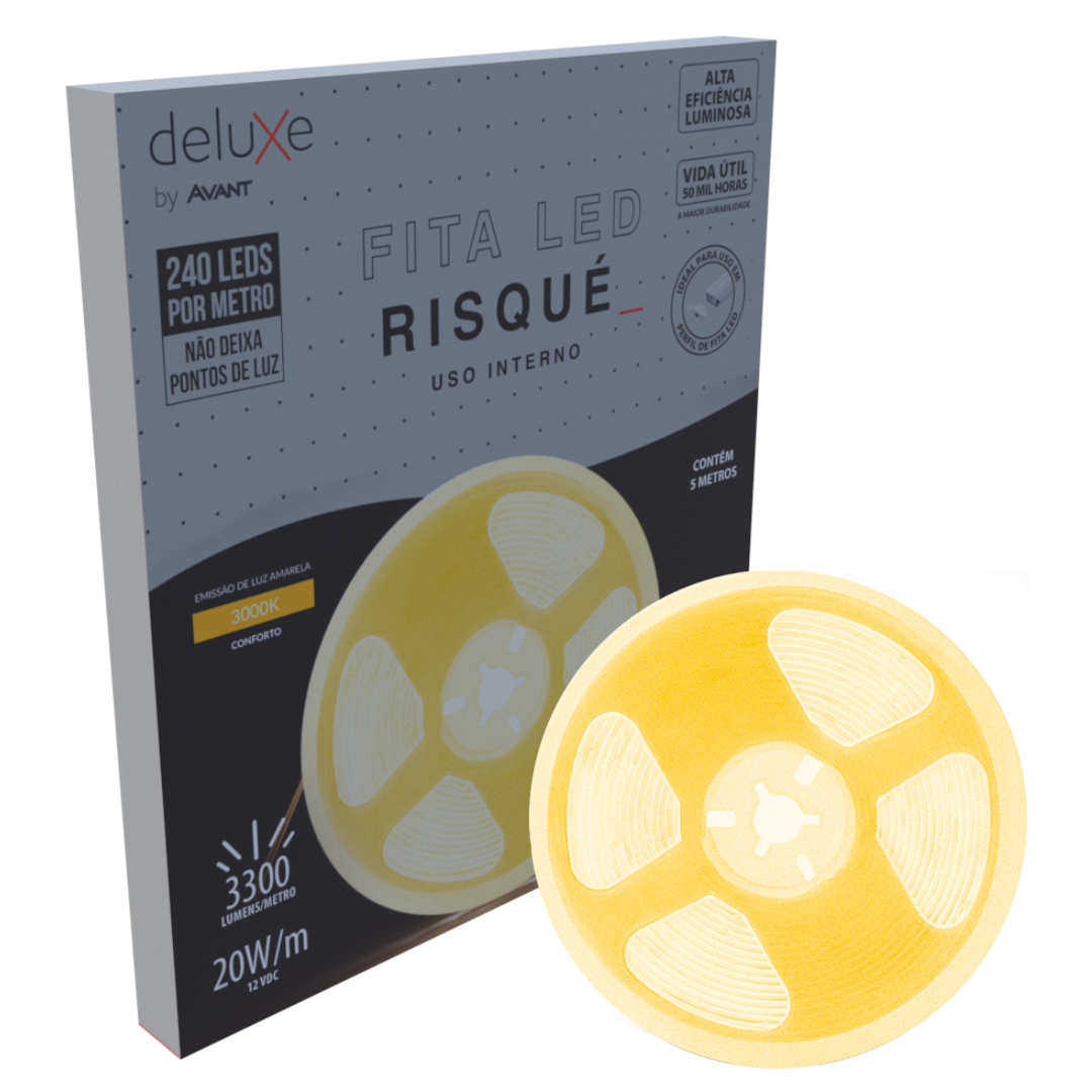 Fita Led Interna Risque 5M 20W 12V Ip20 3300Lm Deluxe Avant